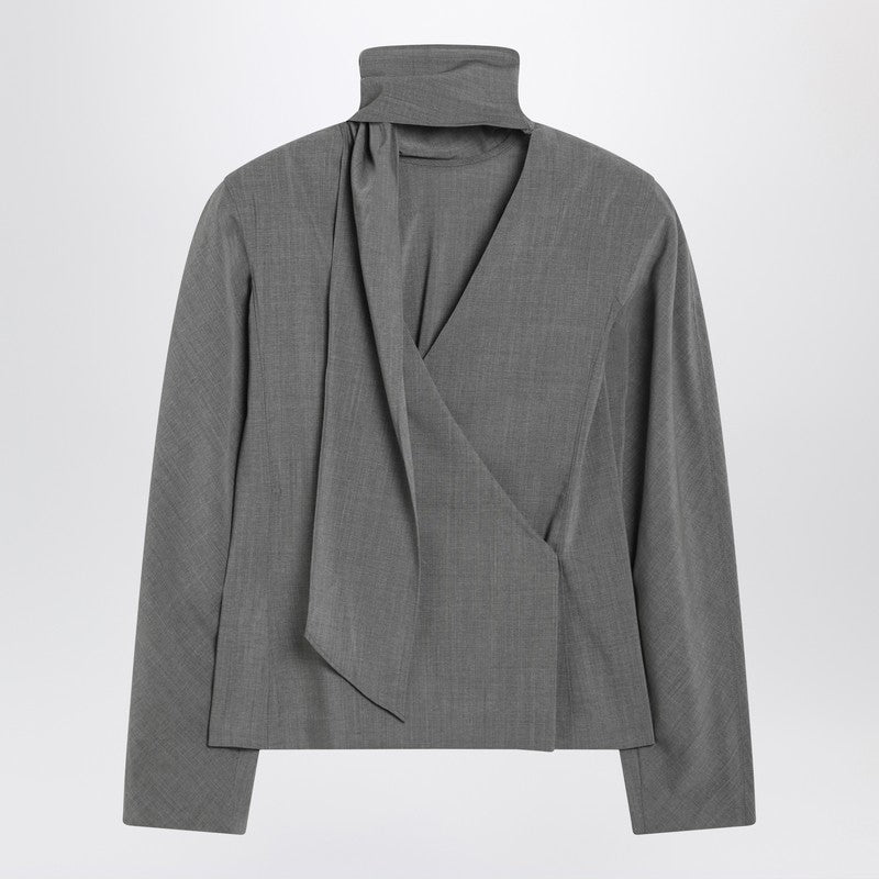 Jacquemus Jacquemus Gray Chale Blouse With Scarf - Image 5