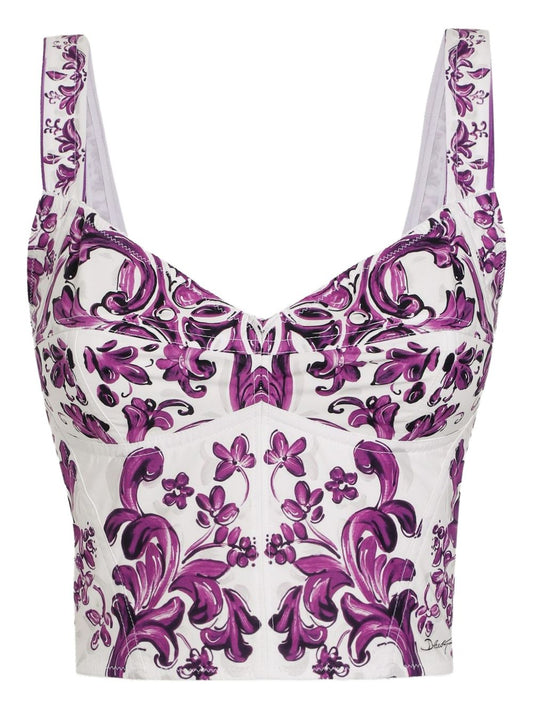 Dolce  Gabbana Dolce＆Gabbana Maiolica Print Bustier Top - Image 5