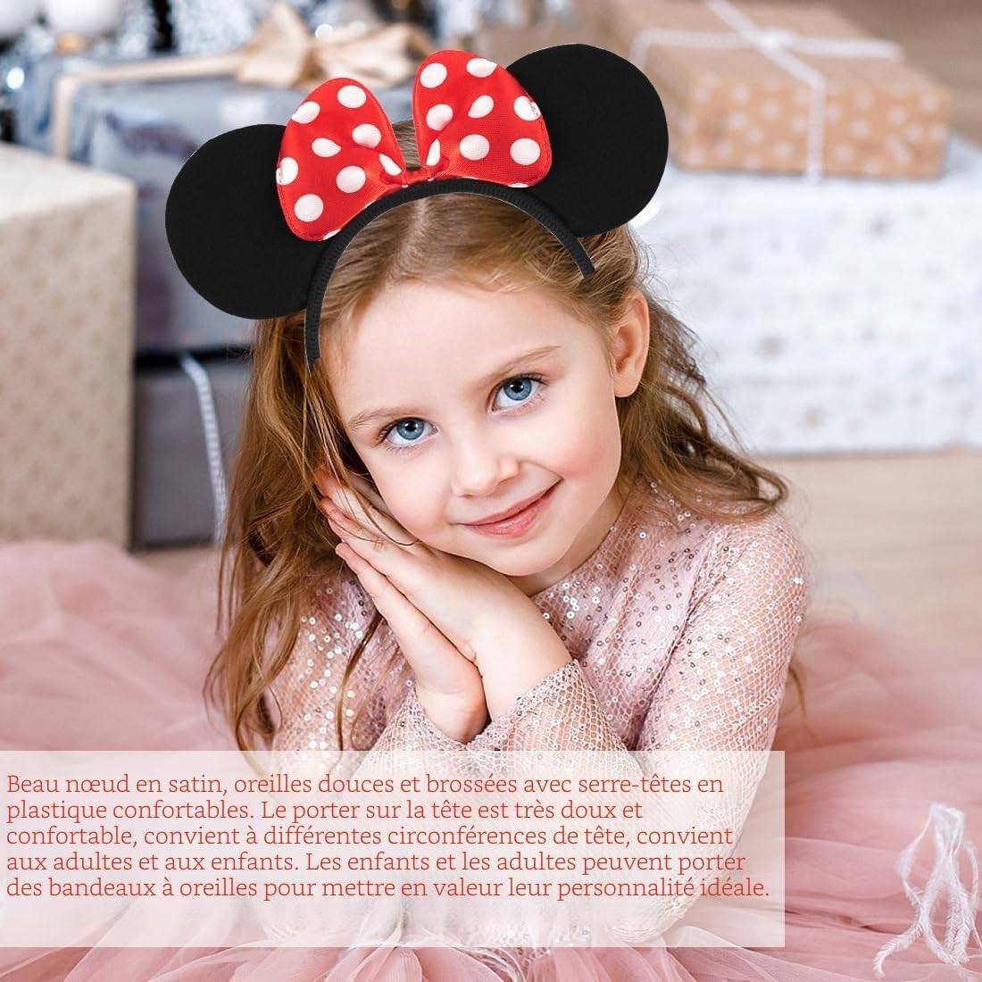 Meleager 12 x Cartoon Mouse Ear Headbands, Hair Accessories for Children and Adults for Birthday Parties, Christmas, Carnival, Halloween, as Gifts