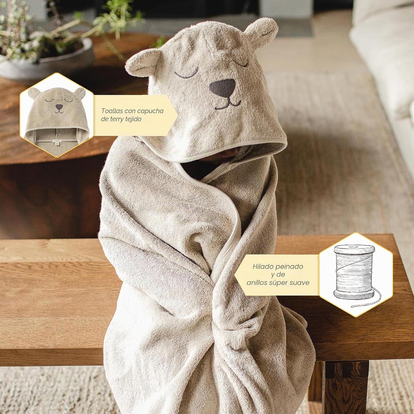 Burt's Bees Baby Toallas de algodón orgánico con capucha para niños pequeños, artículos esenciales de baño unisex, toalla suave para guardería para niños