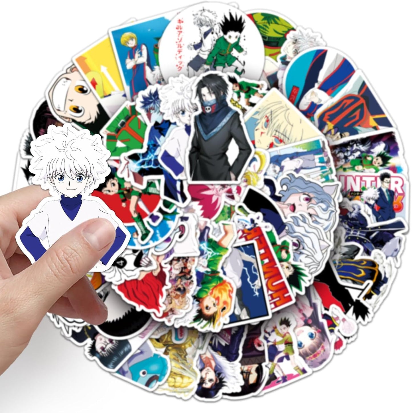 50 Piece Hunter x Hunter Sticker Collection Sticker Set Anime Cartoon Stickers Cute Notebook Stickers for Children Waterproof PVC Stickers Character Goods Surroundings Popular Picture Pasting Gift DIY