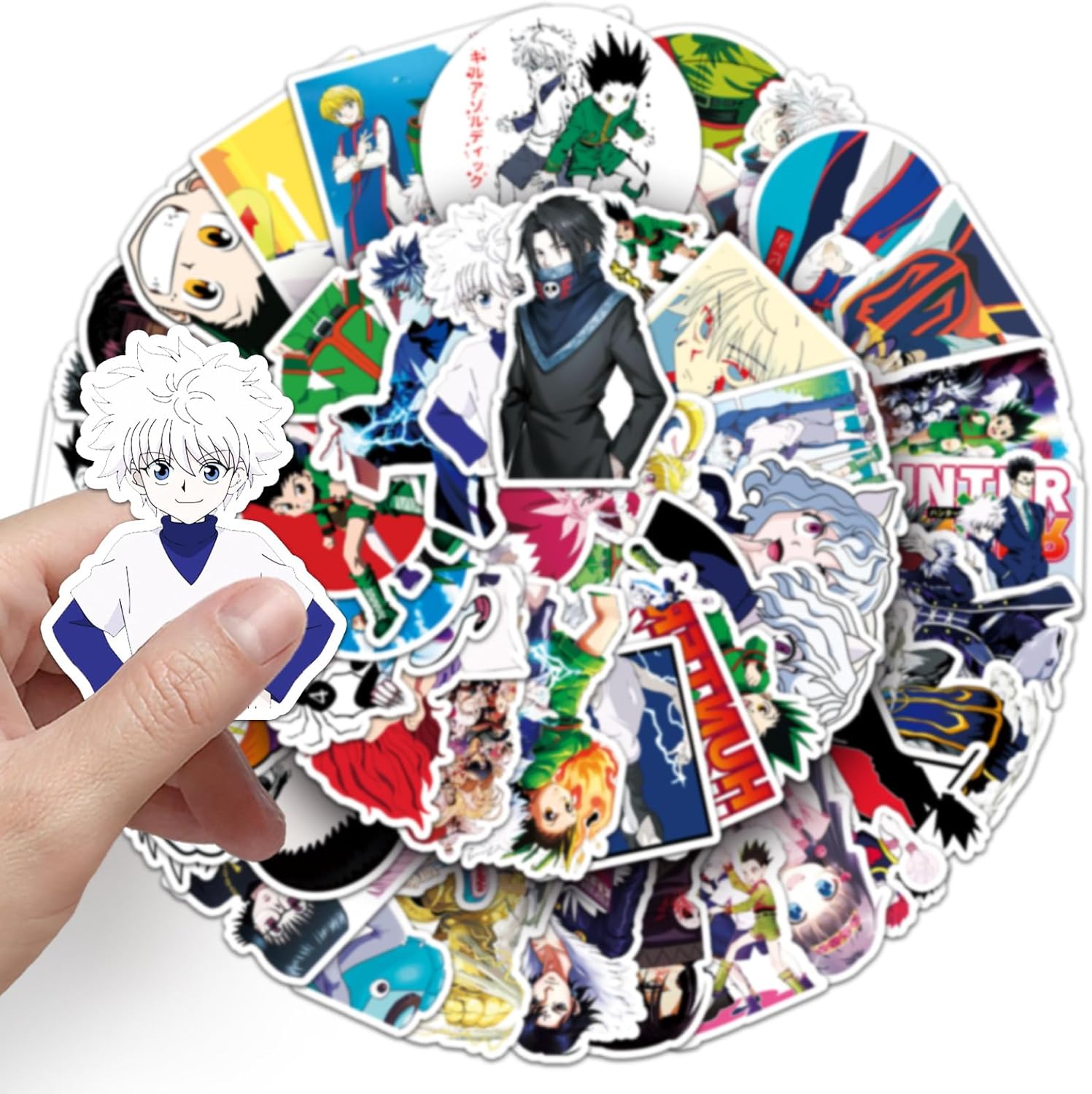 50 Piece Hunter x Hunter Sticker Collection Sticker Set Anime Cartoon Stickers Cute Notebook Stickers for Children Waterproof PVC Stickers Character Goods Surroundings Popular Picture Pasting Gift DIY