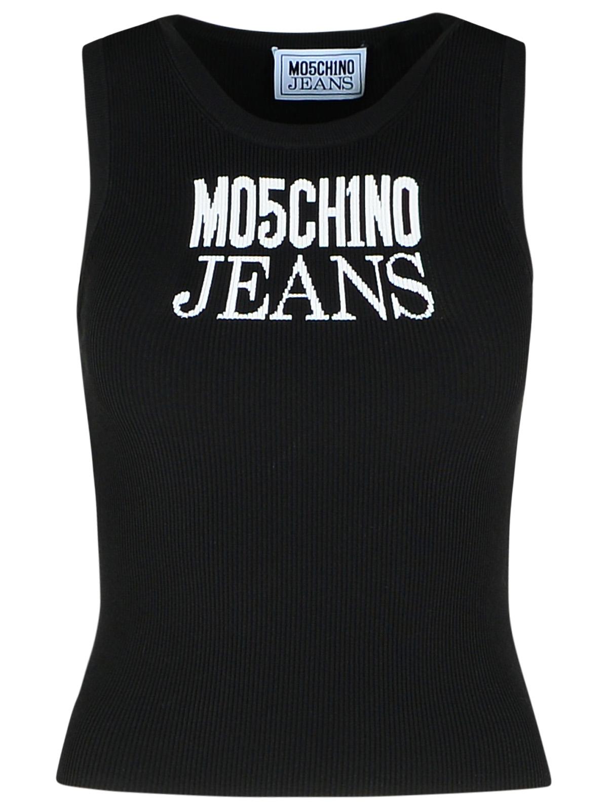 Moschino モスキーノジーンズブラックビスコースブレンドタンクトップ - Image 5