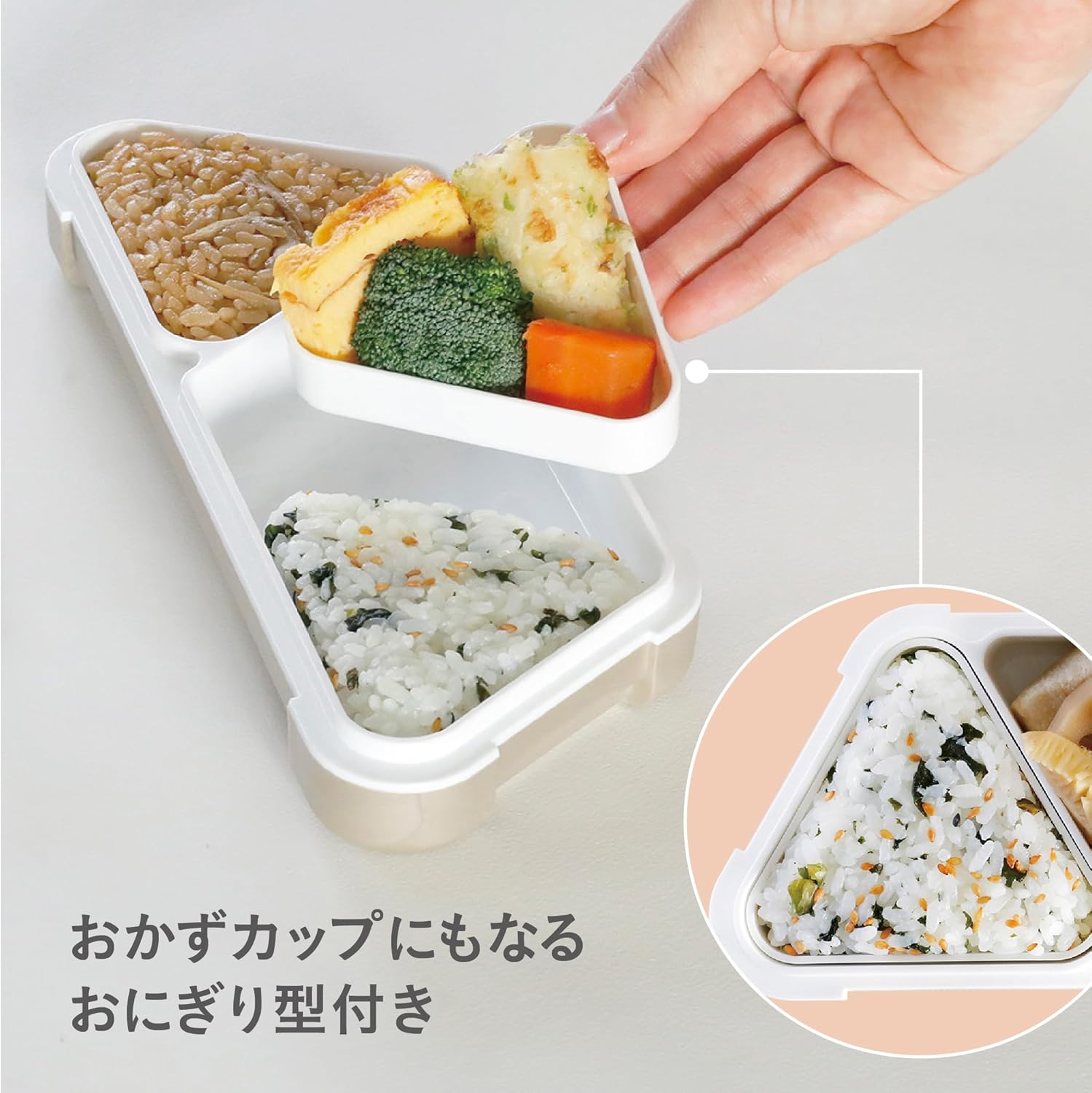 CB Japan Food Man Bento Box, Onigiri, 13.5 fl oz (400 ml), Antibacterial, Gray, Standable, Slim, 4-Point Lock for Secure Fixation, W-Seal to Prevent Leaks, DSK