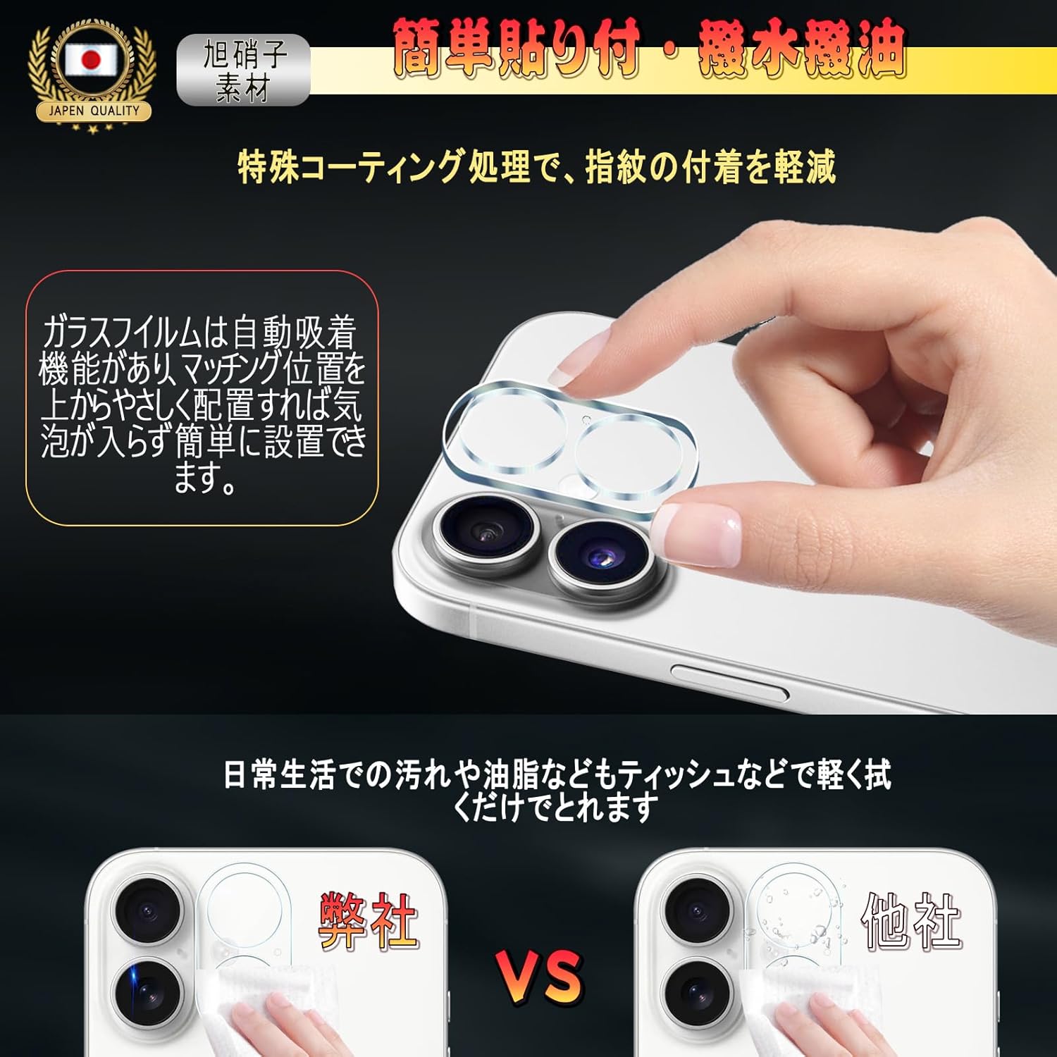 Compatible 17 Camera Film for 17, Camera Cover (2 Pieces), Made of Asahi Glass Material, 9H Hardness, for 16, 2-Eye Lens Protection, High Transmittance, Easy to Apply, Scratch Resistant, Dustproof