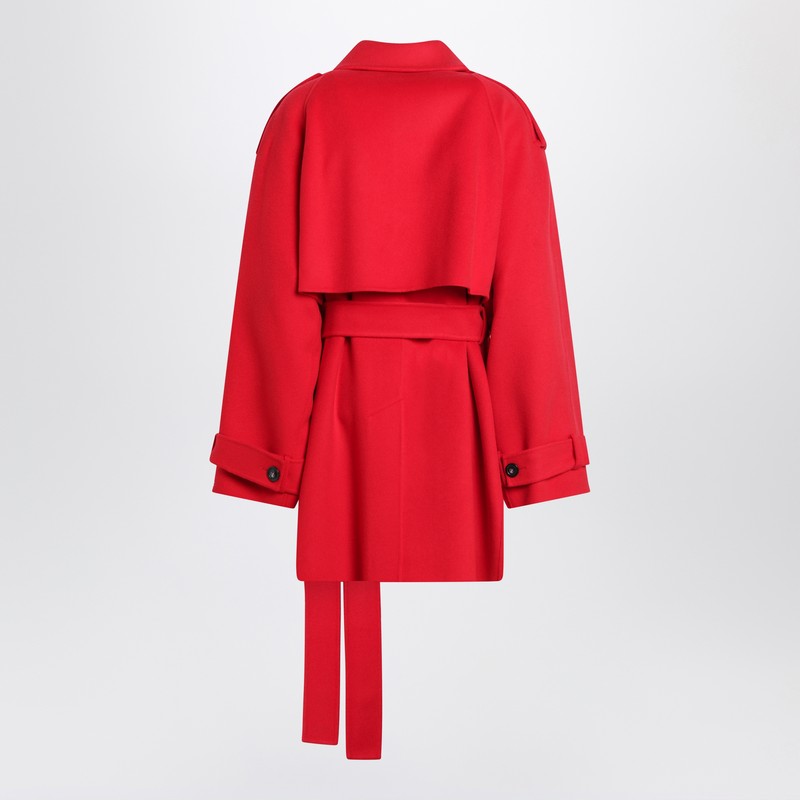 Sportmax スポーツマックス ショート レッド ウール トレンチ コート - Image 5
