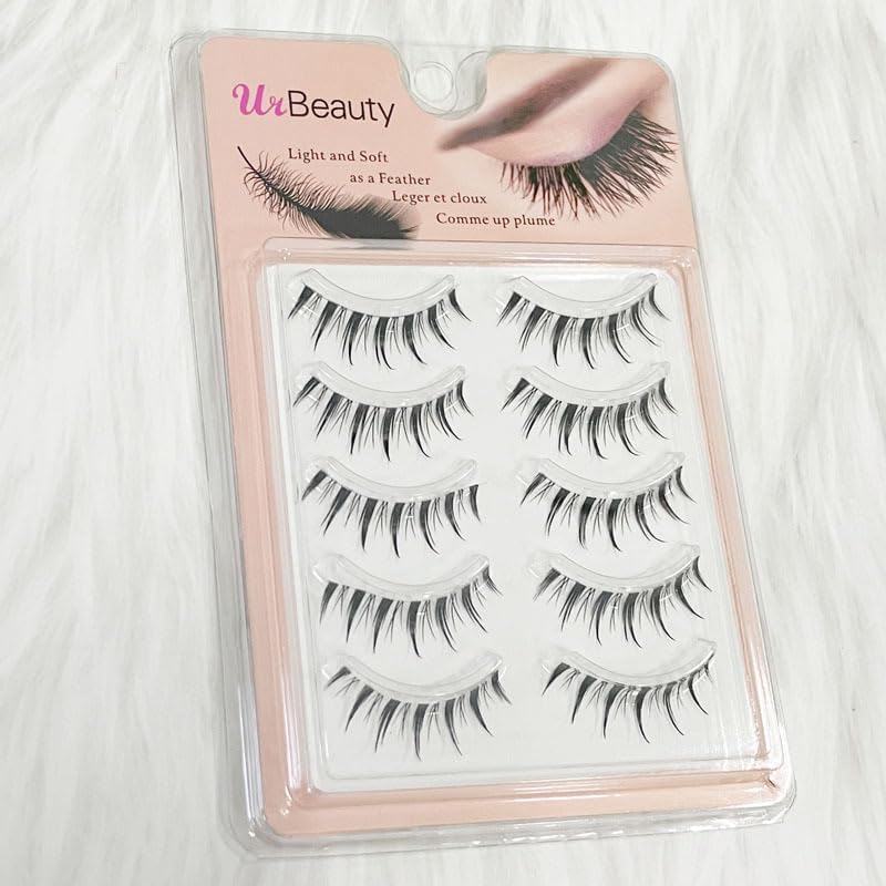 False Eyelashes, Set of 5, Popular, Handmade, Actress Eyelashes, Transparent Shank, Natural Finish, Popular, Everyday Makeup, Cosplay