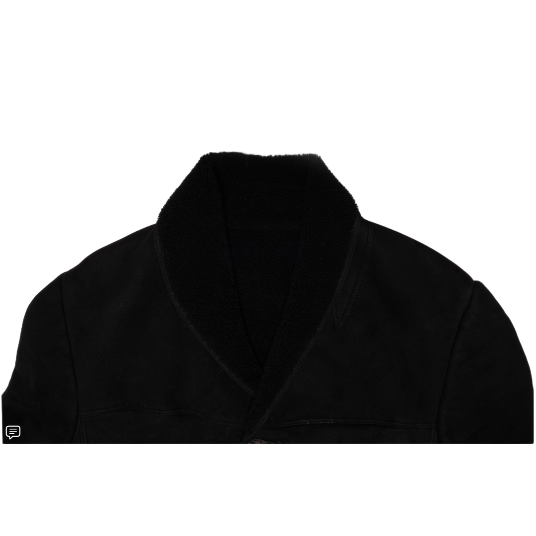 CHROME HEARTS 'SUEDE NUBUK LEATHER' ZIP UP BUTTON SHEARLING JACKET