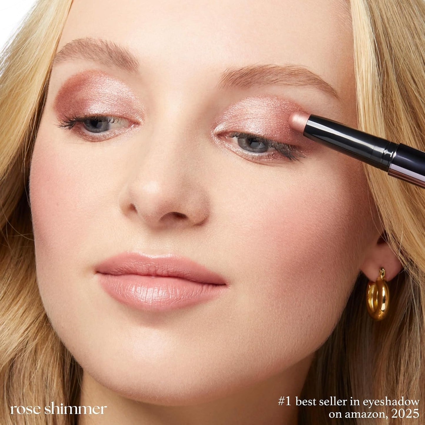 Julep Eyeshadow 101 Cream-to-Powder Waterproof Eyeshadow Stick – Rose Shimmer – Long-Lasting, Buildable, Crease-Proof, Cruelty Free, Shimmer Finish with Built-In Smudger