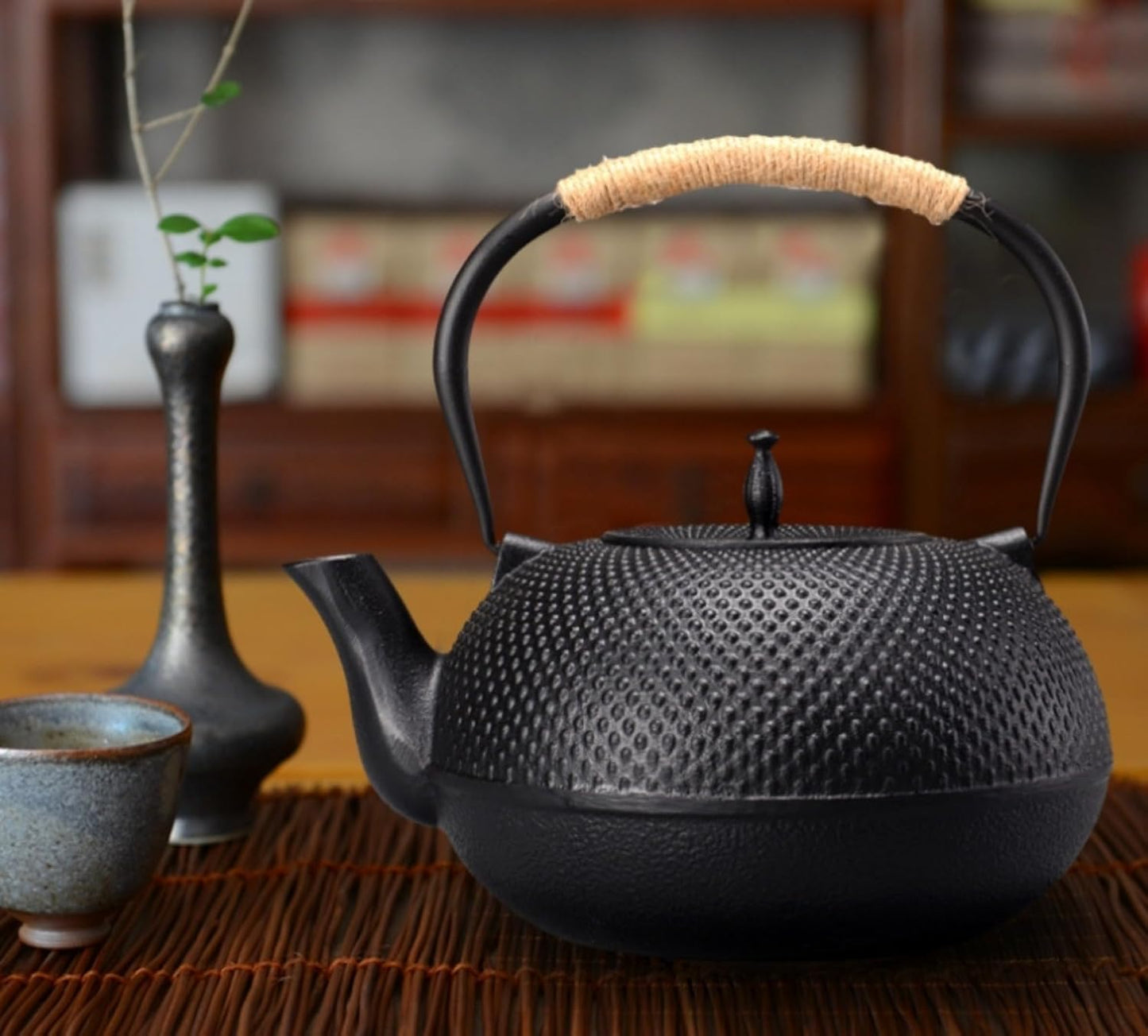 南部鉄器鉄瓶直火対応やかん鉄びん鉄器鋳物茶道道具鉄分補給伝統工芸品コンパクト急須ポット新築引っ越し母の日ギフトお祝い (1600ml,1)