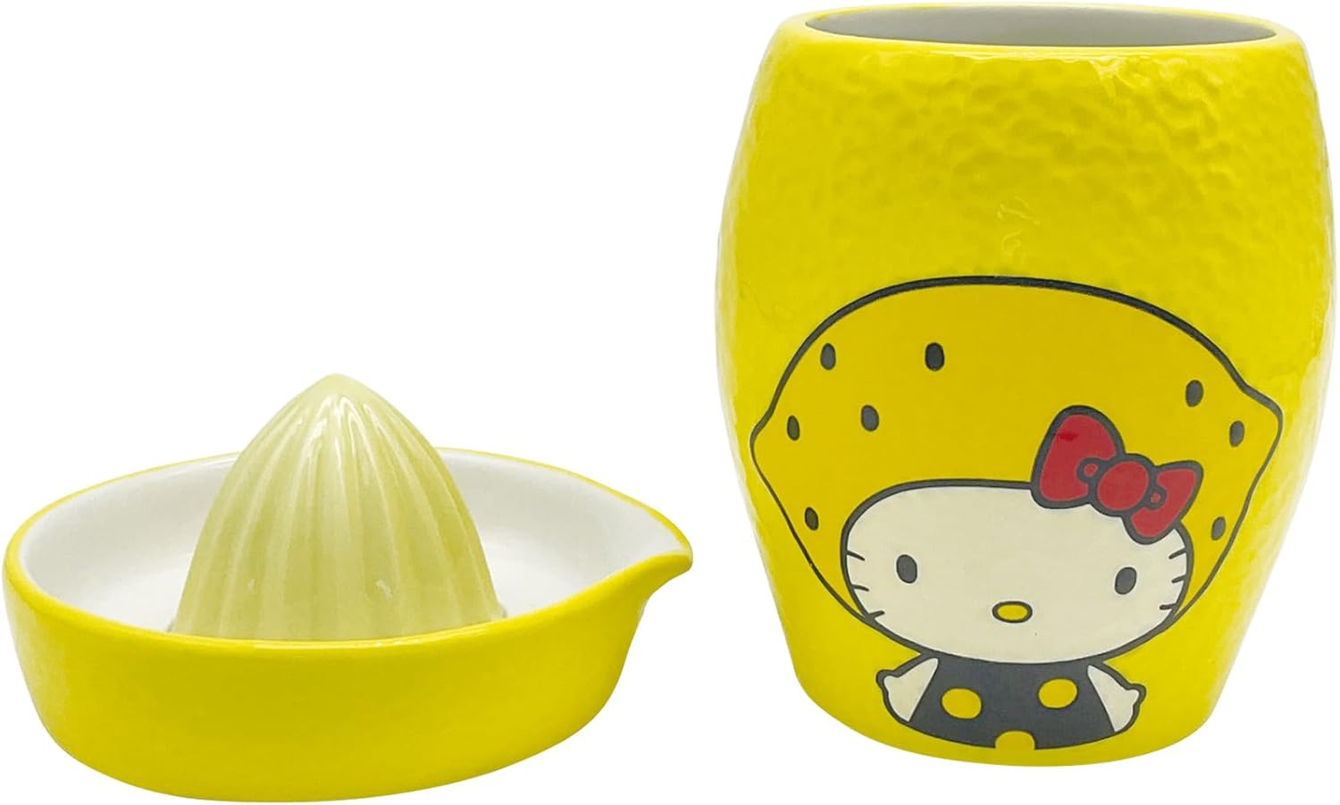 Sanrio SAN4554 Fairy Tale Hello Kitty, Lemon Kitty with Lid, Fruit Squeezer, Tumbler, Cup, Approx. 13.8 fl oz (380 ml), Approx. 3.5 x 3.9 inches (9 x 10 cm), Characters Tableware, Kitty Goods,
