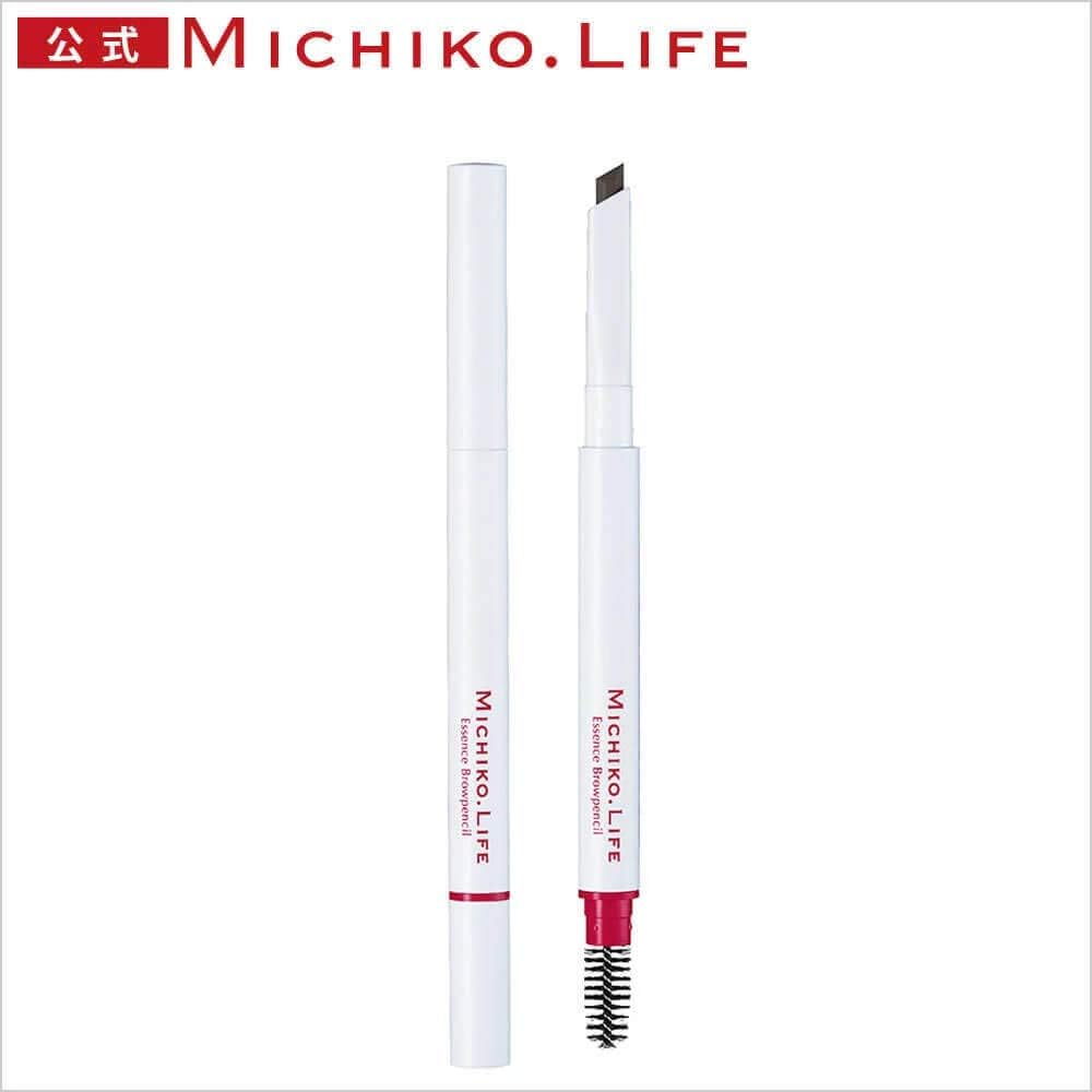 MICHIKO.LIFE 74262 Essence Brow Pencil Refill, Set of 3, Natural Brown (Made in Japan), Michiko Fujiwara with Sharpener, Brush, Focusing on Naginata Shape, Eyebrow Care, Serum Ingredients Formulated
