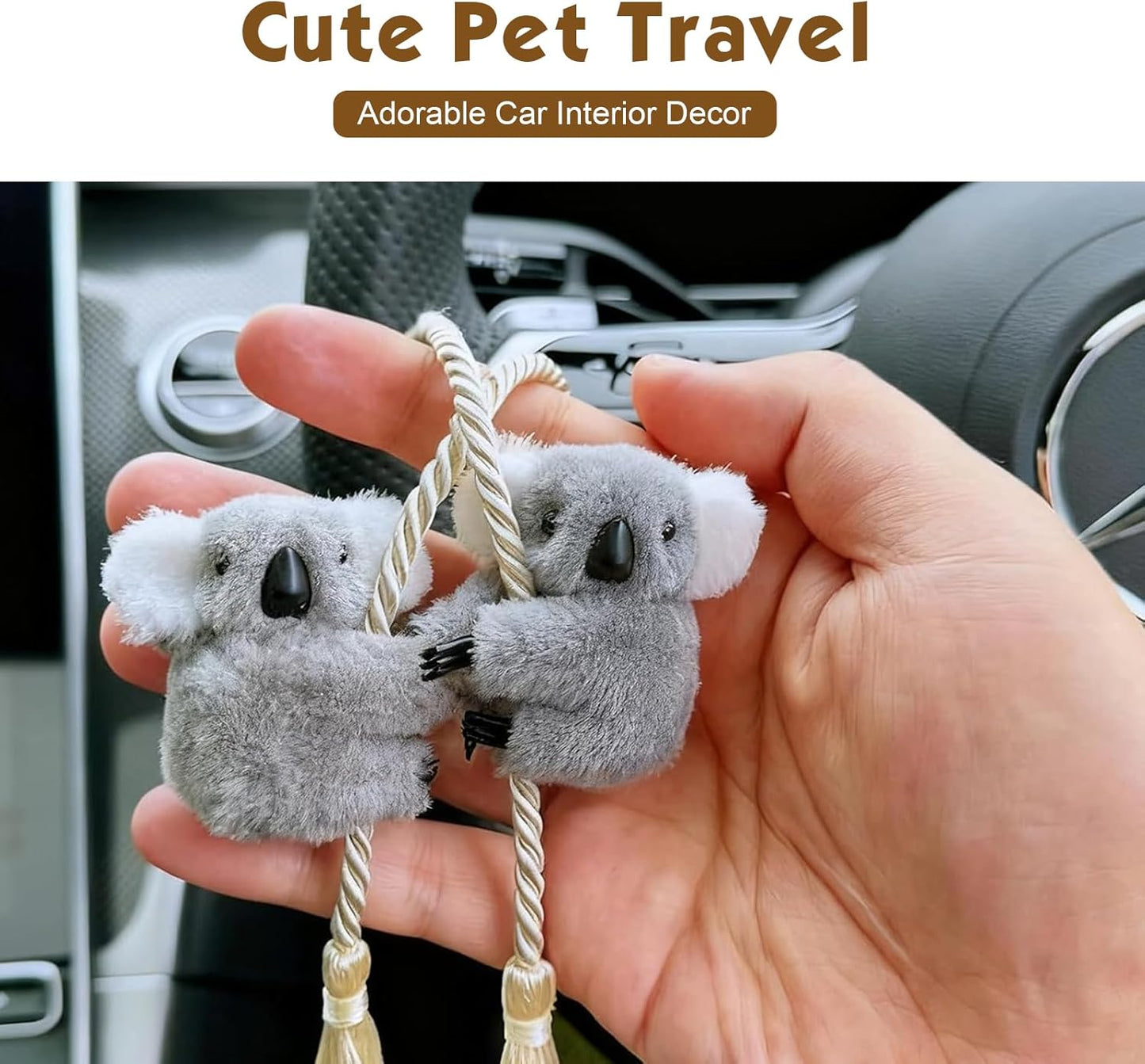 Lindo adorno colgante de koala oscilante, colgante de espejo retrovisor interior de koala de felpa, divertida decoración colgante de automóvil, regalos encantadores para mujeres y hombres