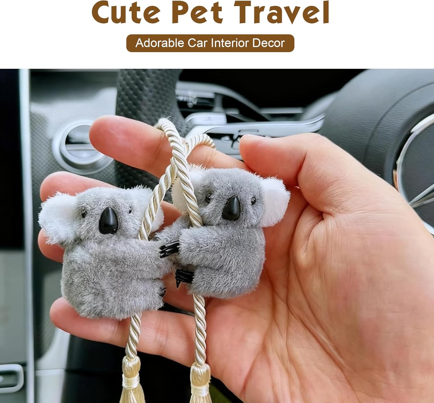 Lindo adorno colgante de koala oscilante, colgante de espejo retrovisor interior de koala de felpa, divertida decoración colgante de automóvil, regalos encantadores para mujeres y hombres
