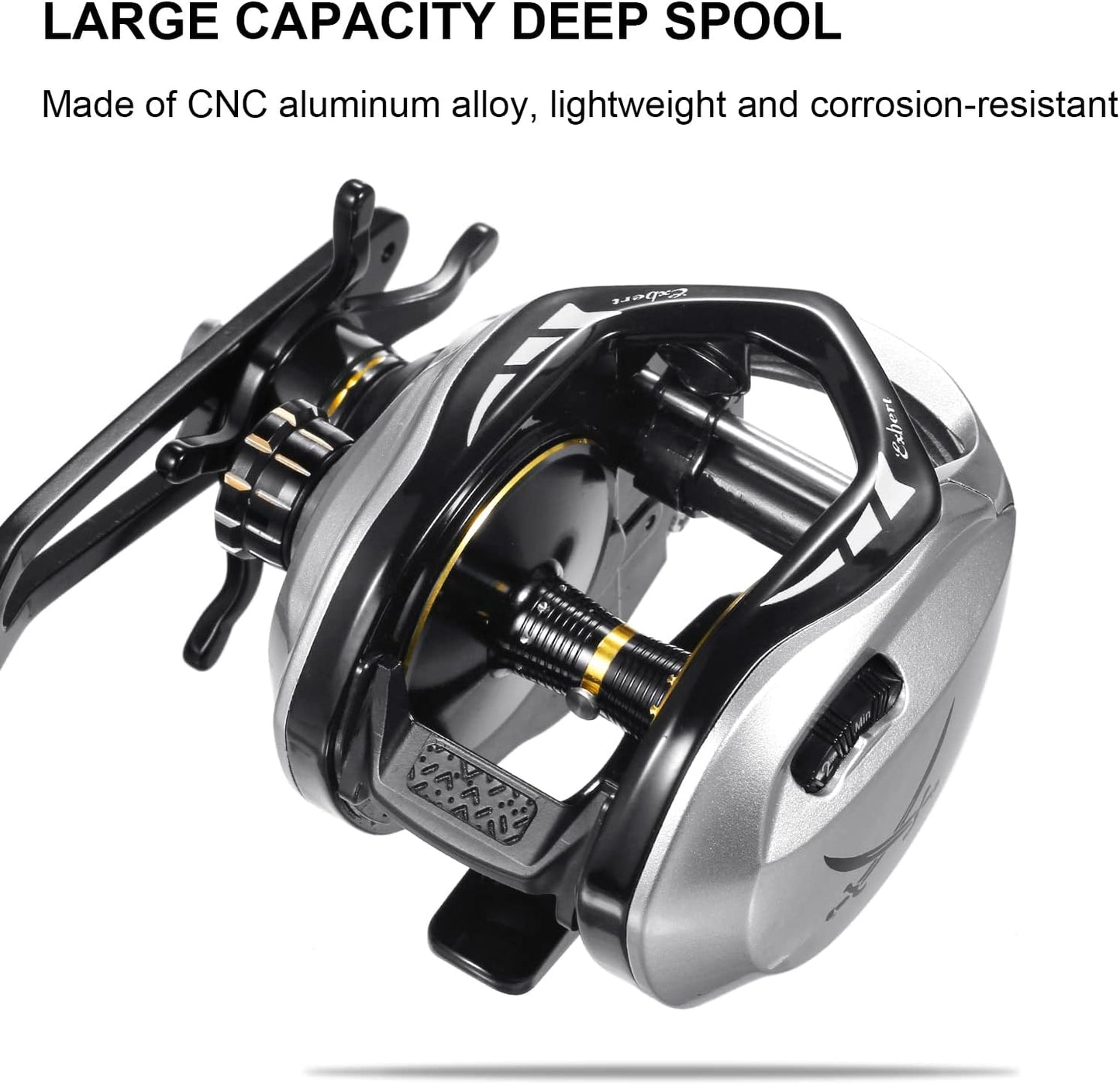 Baitcasting Reel 16KG Drag Power 6+1 BB 6.3:1 Single Handle Fishing Reel with Magnetic Brake System