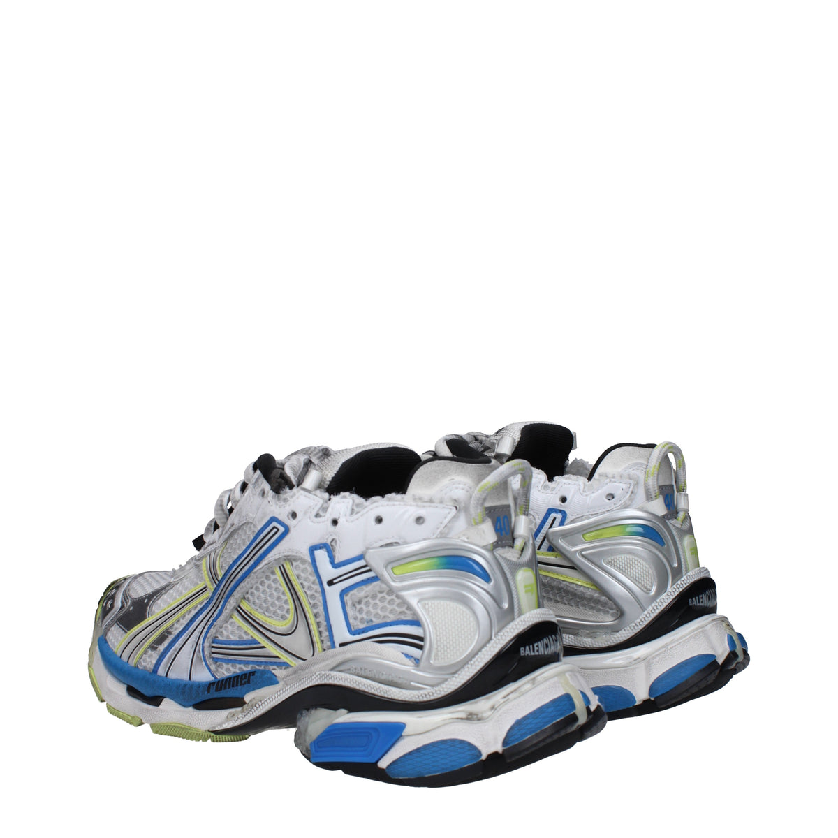 Balenciaga バレンシアガスニーカーランナーマンファブリックホワイト/ブルー - Image 5