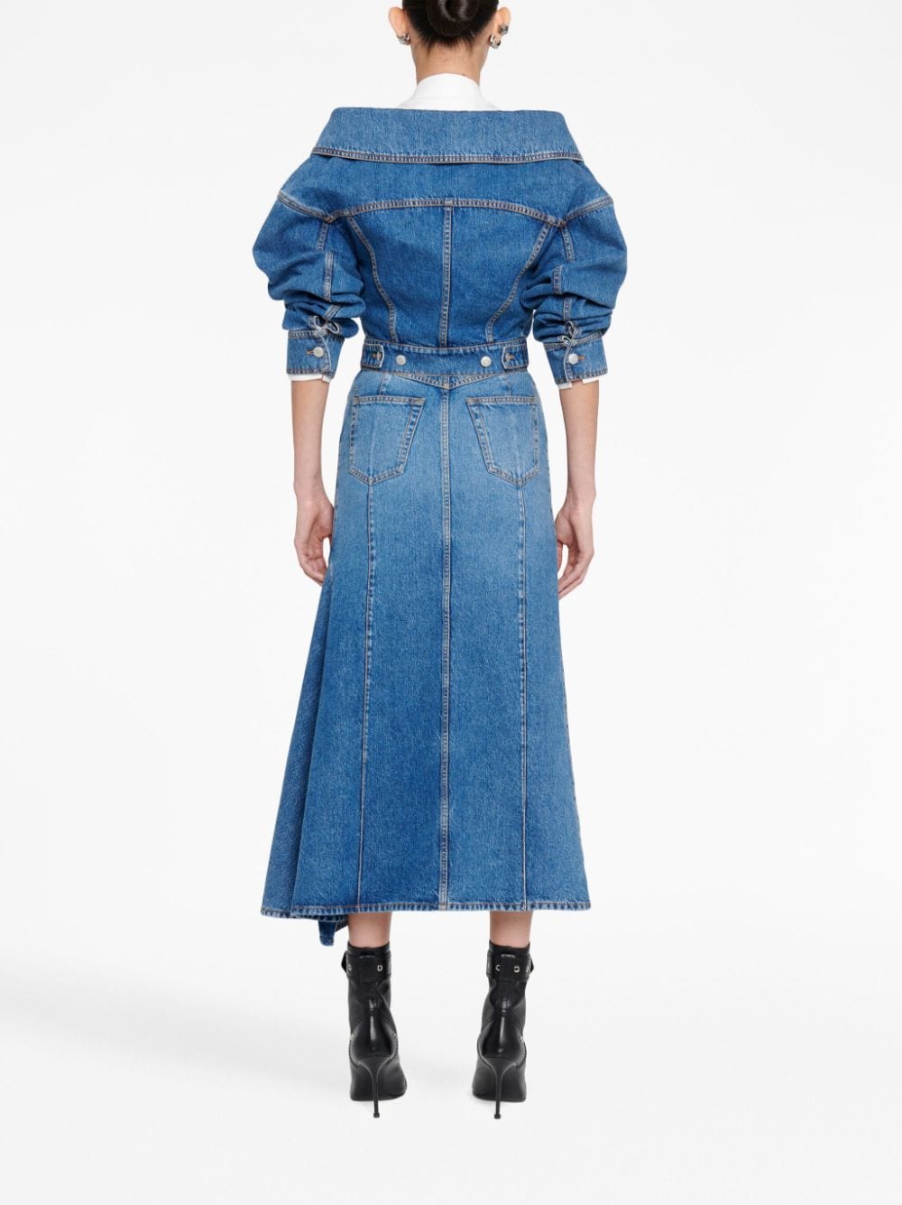 Alexander McQueen アレクサンダー・マック・クイーン・デニム・ミディ・スカート - Image 5