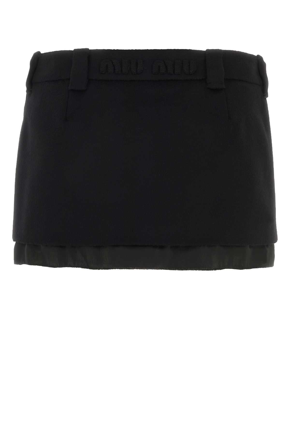 Miu Miu Miuブラックウールブレンドミニスカート - Image 5