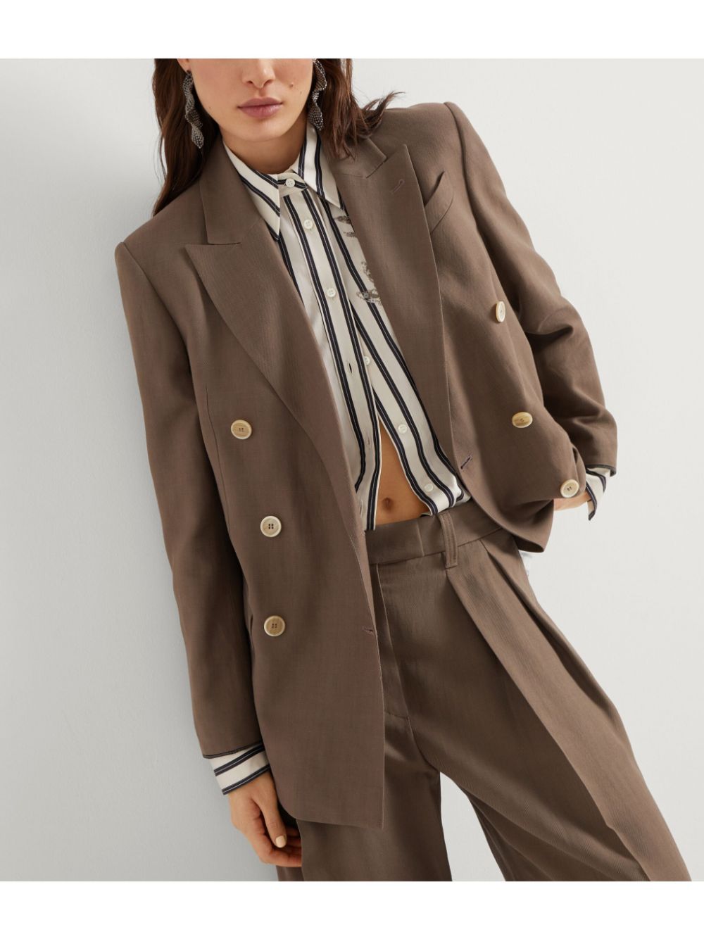 Brunello Cucinelliリネンブレンドダブル胸部ジャケット - Image 5