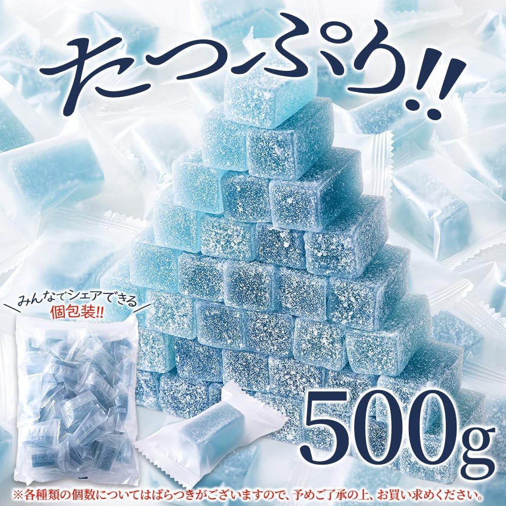 Tennensei Ramune Kanto Jelly (500g) Individually Wrapped, Crunchy and Chewy, New Texture, Sweets, Sweet and Sour, Summer, Refreshing, Bite-Sized Jelly, Drive, Share, Snack