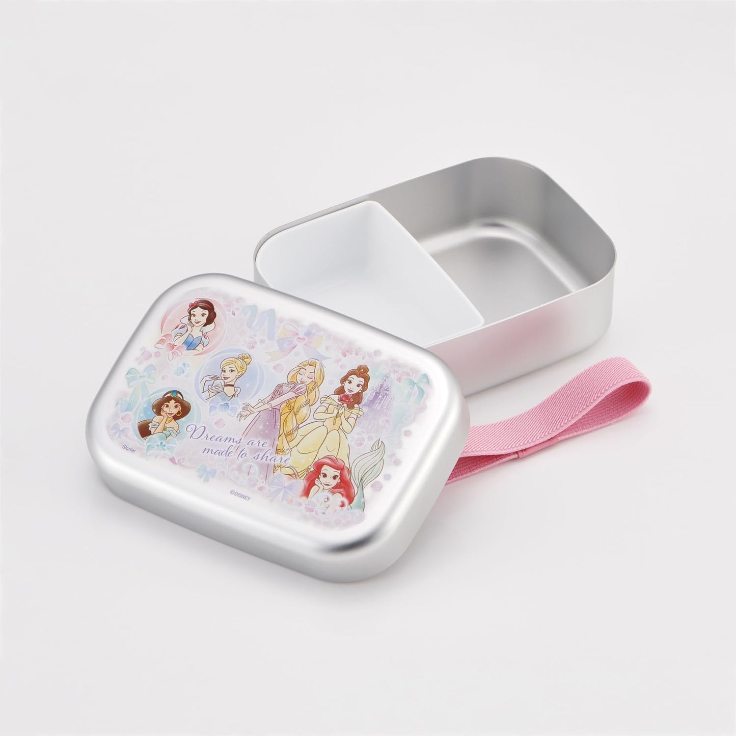 Skater Aluminum Lunch Box for Children, 370ml, Thermal Insulation Compatible, with Lunch Belt, Made in Japan, Disney Princess 25, for Girls, ALB5NV-A