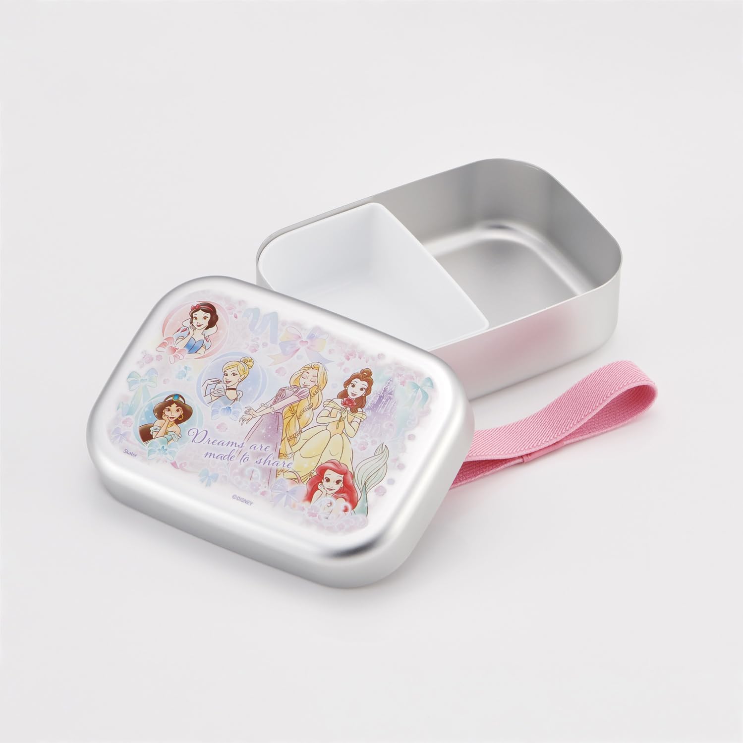 Skater Aluminum Lunch Box for Children, 370ml, Thermal Insulation Compatible, with Lunch Belt, Made in Japan, Disney Princess 25, for Girls, ALB5NV-A
