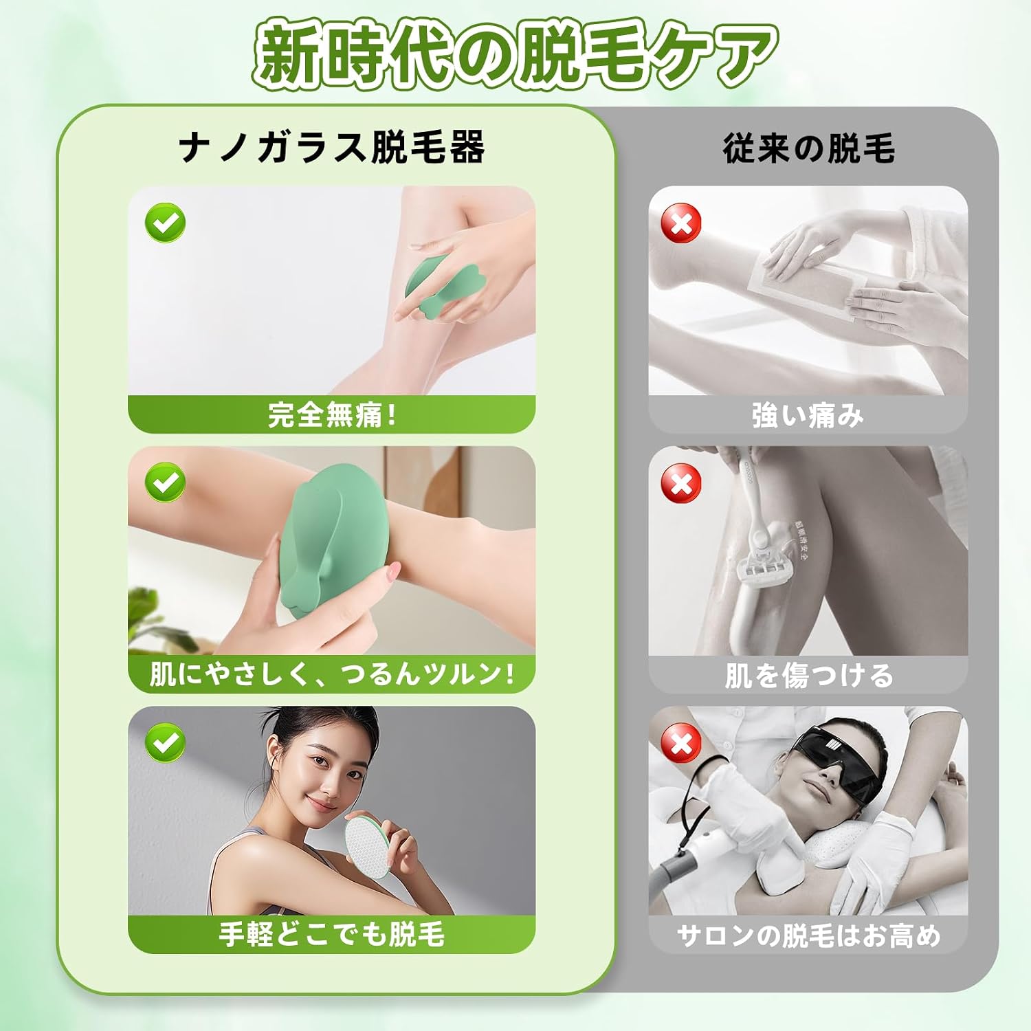 Hair Removal Device, Just Rub, "Industry New Masterpiece! LILIYYA Hair Removal, Shaving, Painless Hair Removal, Nano Glass, Exfoliation, Unisex, Physical Hair Removal, Palm Size, Lightweight, Easy to