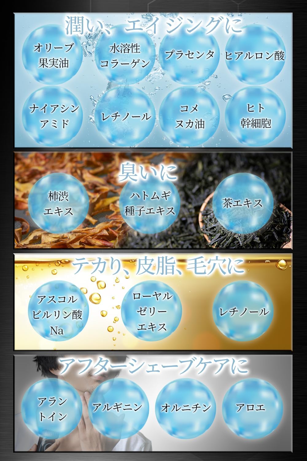 fuwbe Men's Face Pack Face Mask, All-in-One Men's, Made in Japan, Moisturizing, Odor, Sebum Care, Aftershave Care (Pack of 10)