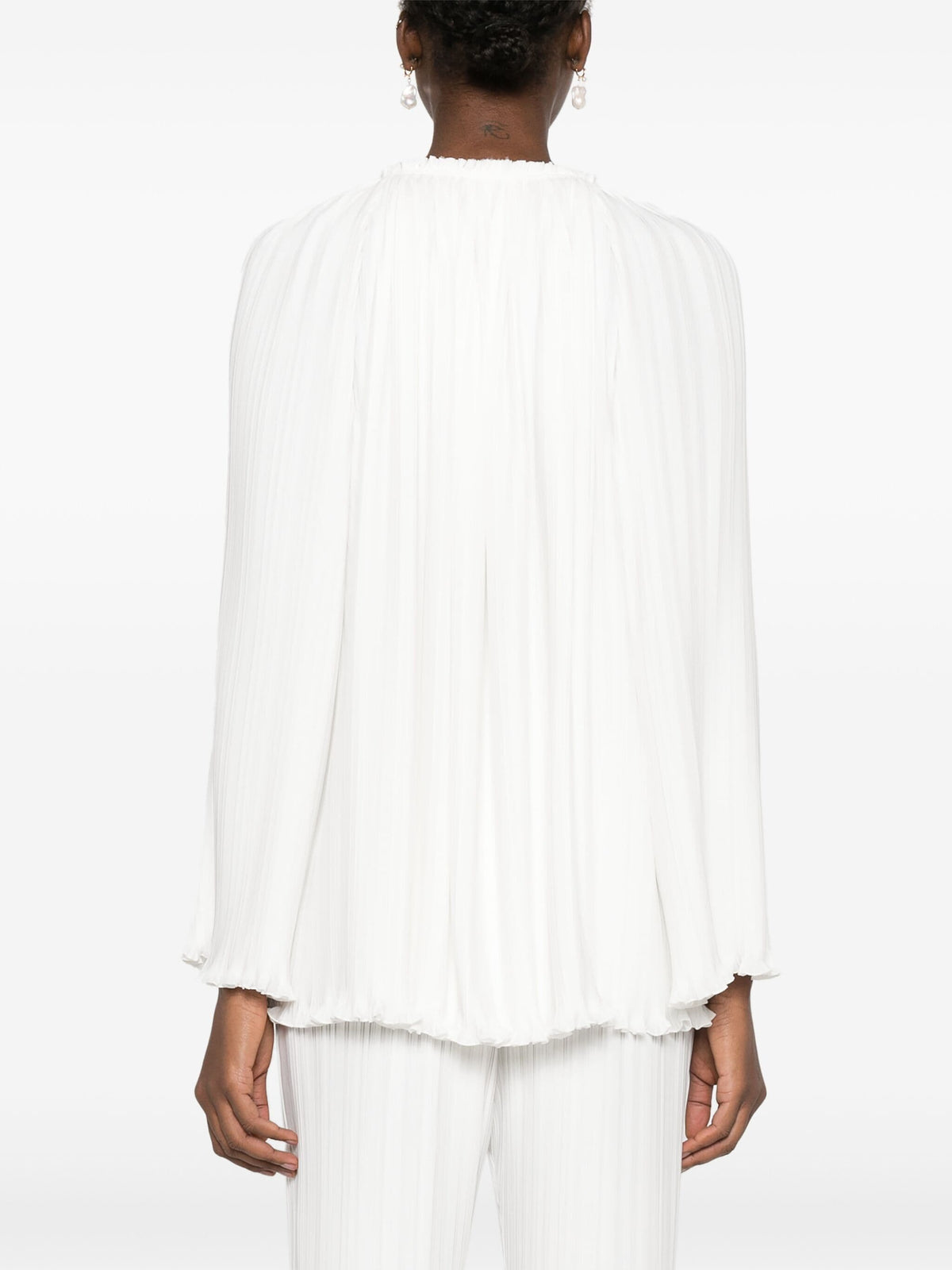 Lanvin ランバン長袖プリーツブラウス開いた首 - Image 5