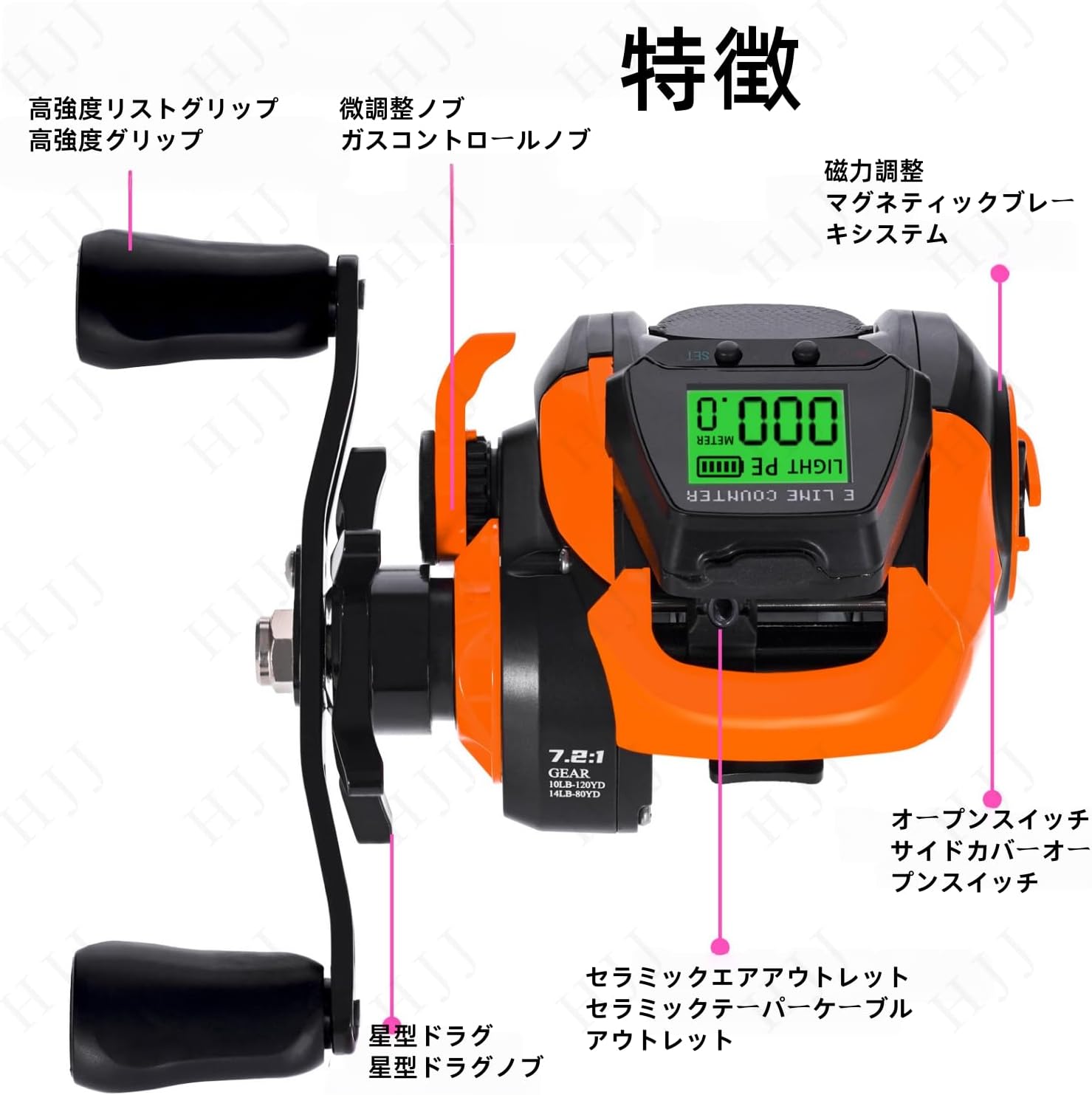 HJJ ベイトキャスティングリール 電動釣りリール フライフィッシングリール ベイトリール デジタルディスプレイ スムーズな巻き取り 軽量 大きな抵抗 USB充電式 ソーラーパワー 左/右ハンドル 最大ドラグ海釣りに使いやすい 超スムーズな高速ベイトキャスティングリール [並行輸入品]