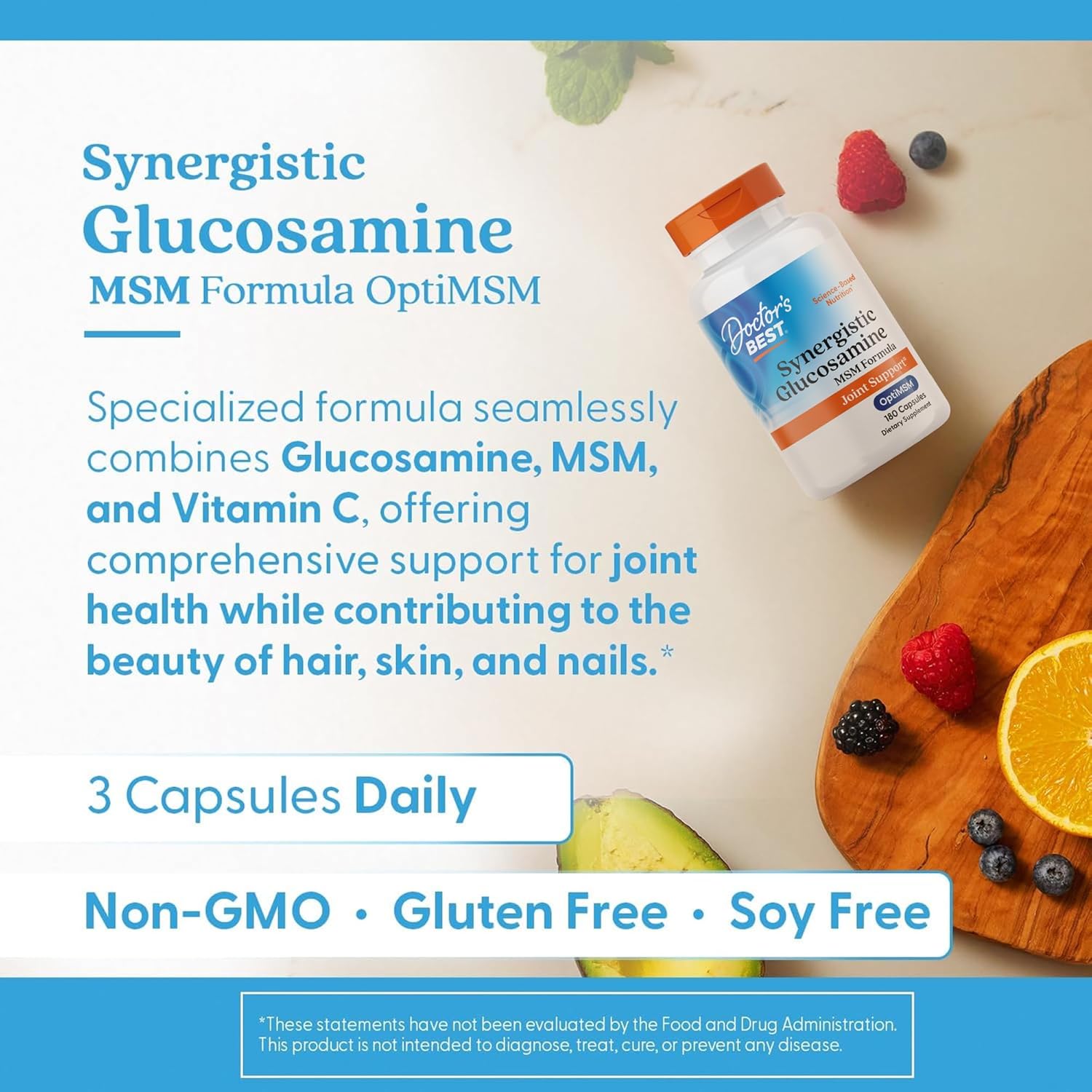 Doctors Best Synergistic/Glucosamine/OptiMSM Formula, 180c