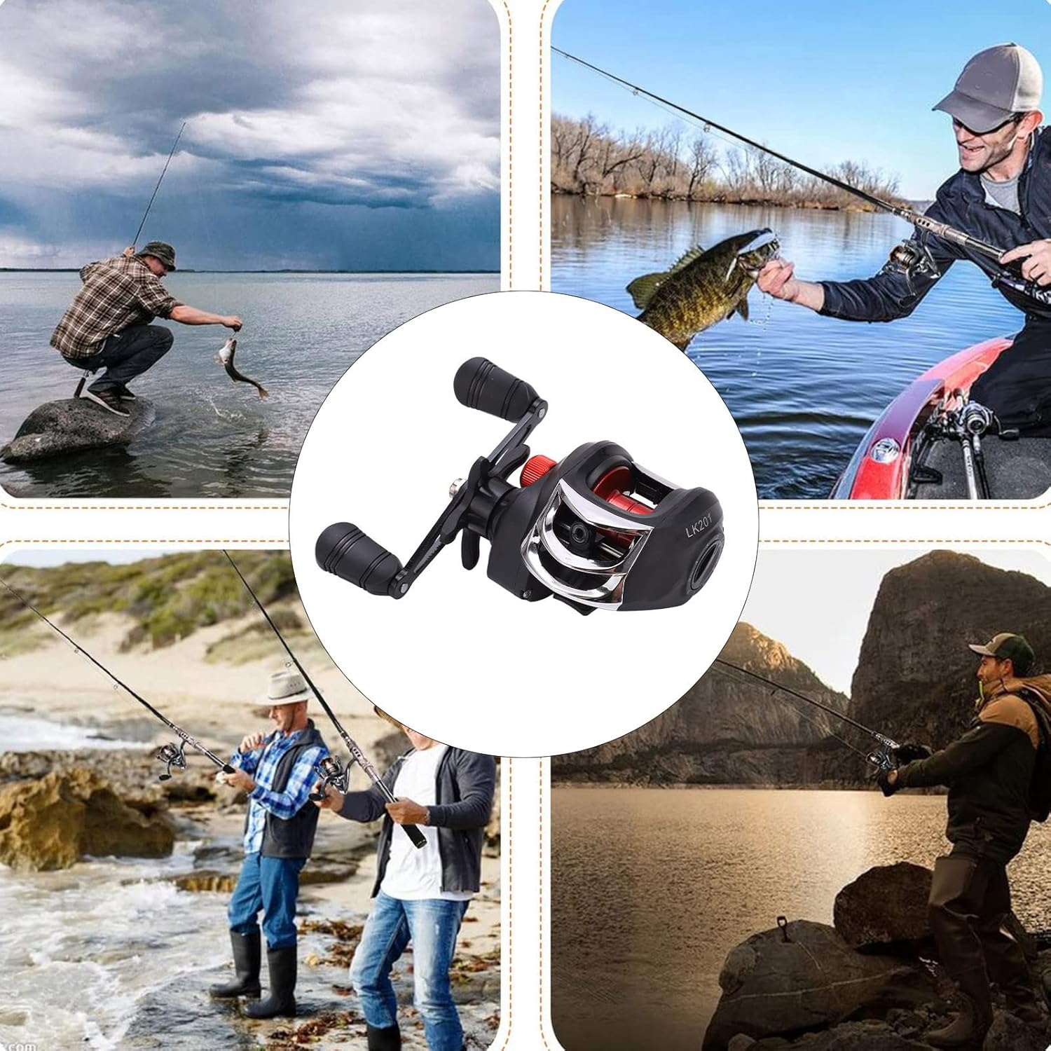 Fishing Reel Fishing Reel 7.2:1 Gear Ratio Easy Operation Lightweight Abrasion Resistant with 18+1BB Bearings U Shaped Rocker Arm Saltwater Freshwater Reel Casting Ice Fishing Boat Fishing Raft