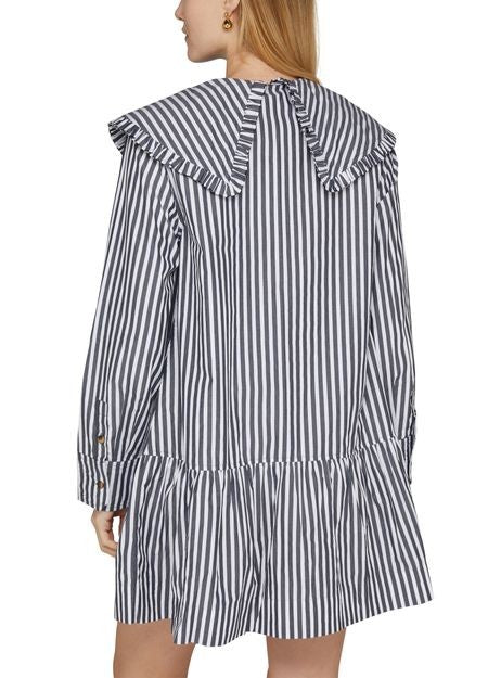 GANNI ストライプ ビックカラー コットン製 ミニ シャツドレス - Image 5