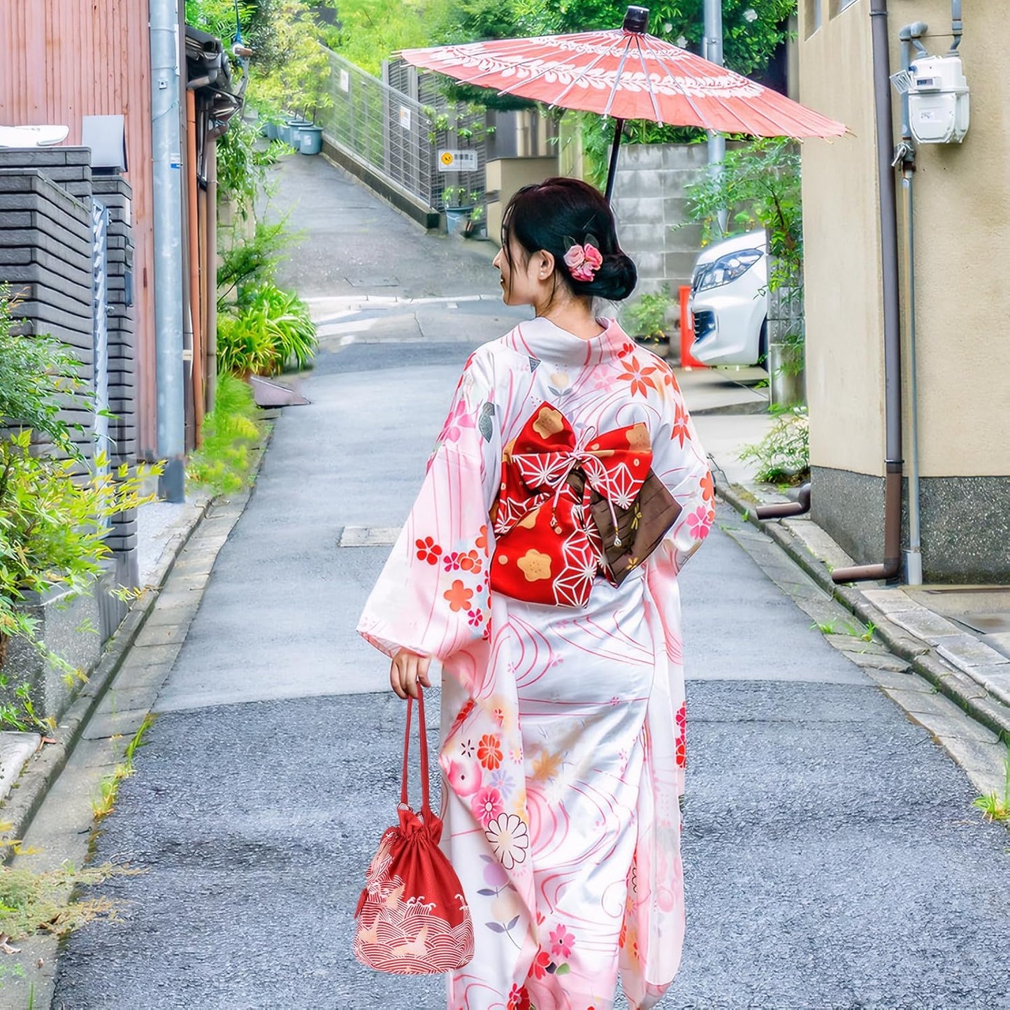 Yukata Bag, Drawstring Kimono, Kimono, Handbag, Cute, Hakama, Clothing, Japanese Accessories, Drawstring Bag, Japanese Pattern, Graduation Ceremony, Wedding, Fireworks Display, Shichi-Go-San Summer