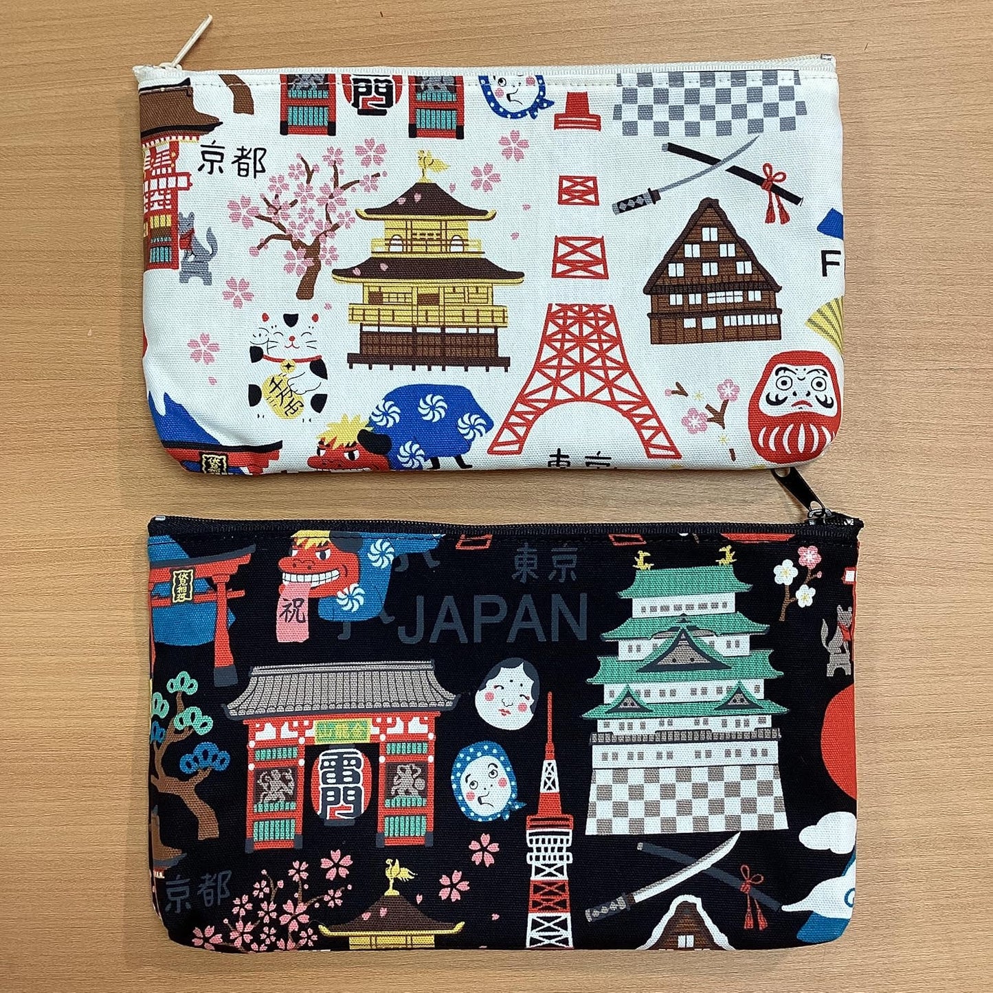 Kyoyu Pouch, Hello Nippon, Tokyo, Kyoto, Mount Fuji, Kaminarimon, Kinkaku-ji, Castle, Made in Japan, Cotton