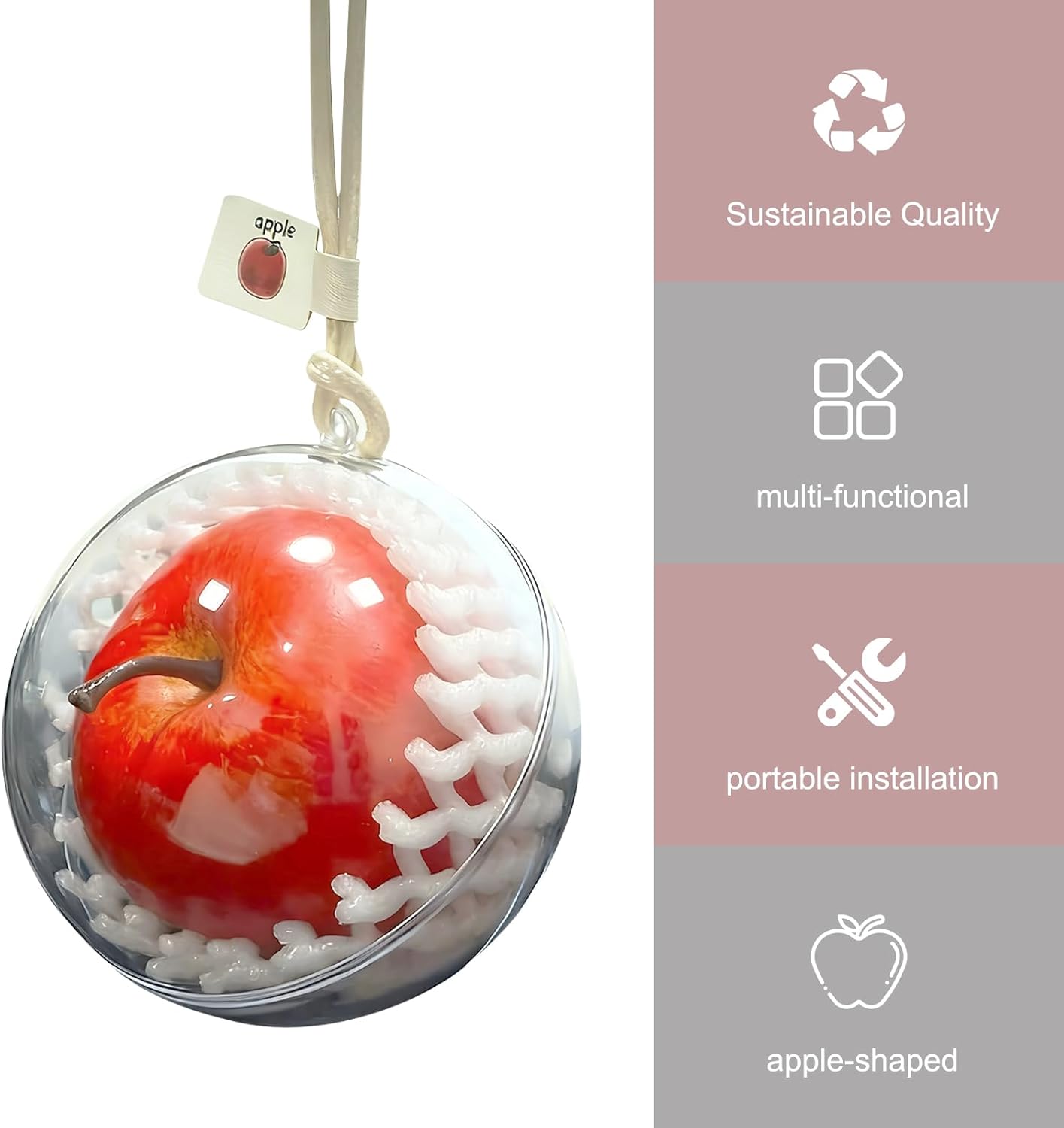 Adorno de espejo retrovisor para automóvil, bonita manzana roja, decoración creativa para colgar, colgante multifuncional de manzana para bendiciones de viaje seguros, universal para