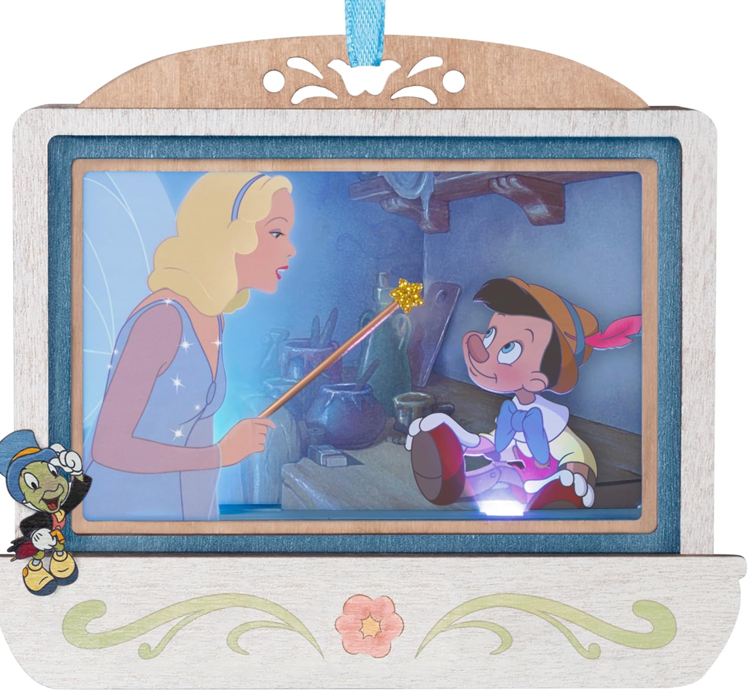 Hallmark Keepsake Adorno navideño de Disney, Pinocho, 85 aniversario, el deseo de Geppetto hecho realidad con luz, manualidades de papel, regalos para fanáticos de Disney