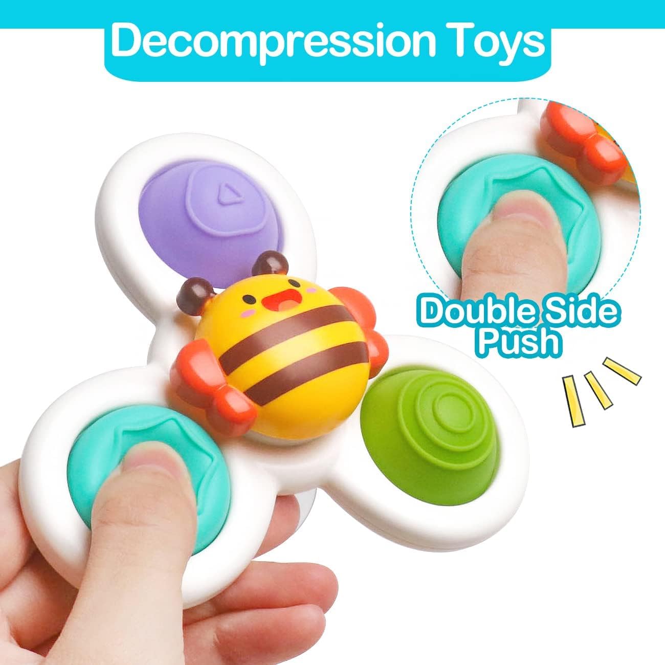 Baby Bath Toy Set of 3 Hand Spinner 0 Years Old with Suction Cup Toy
