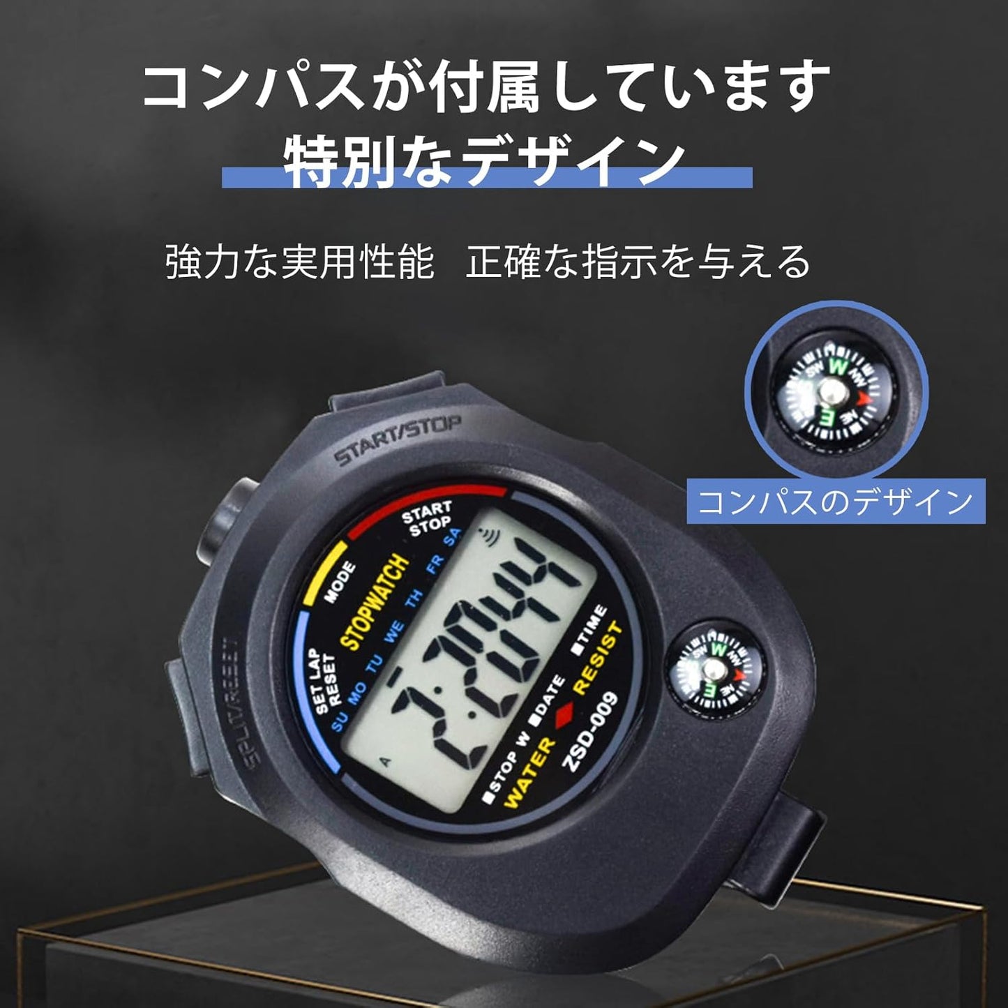 Aninako Stopwatch Sports Digital Watch Timer Waterproof High Precision Stop Watch for Referee Training Coach 2 Date Display Function with Strap and Battery (1)