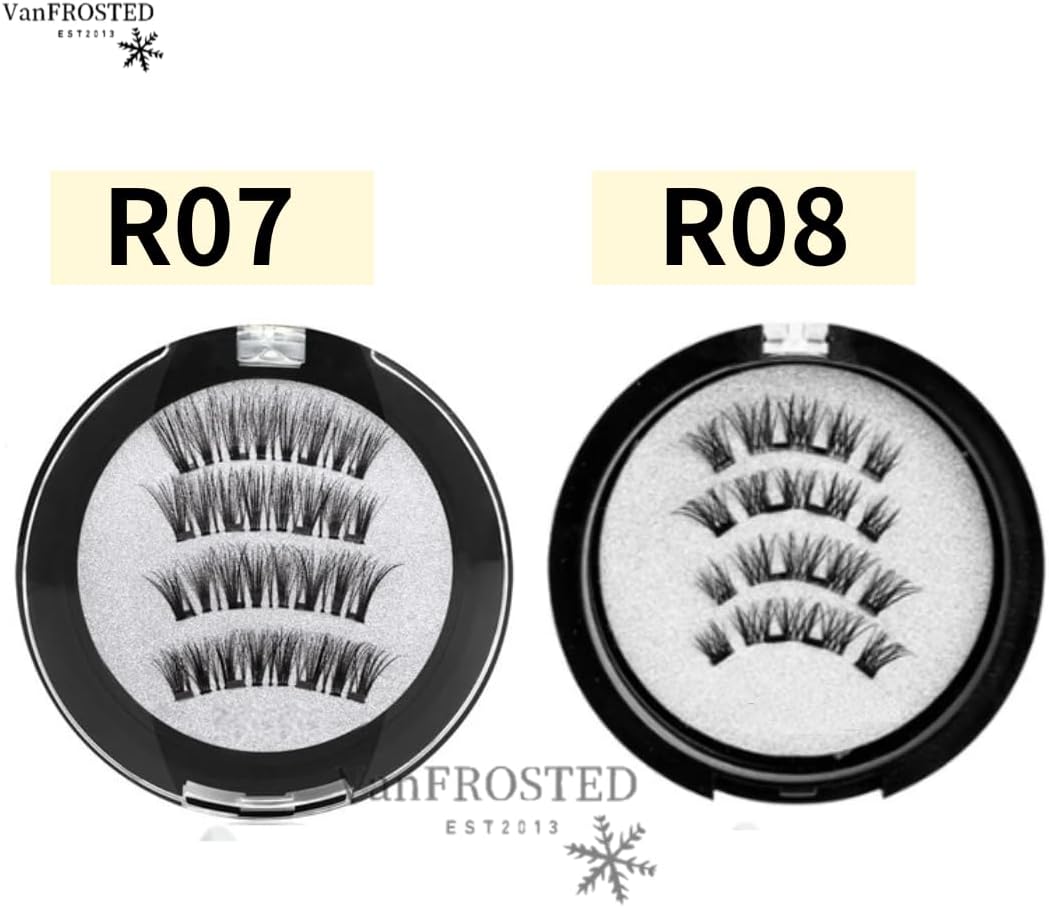 Magnetic Eyelashes, No Glue Required, Magnet, Adsorption, Magnetic False Eyelashes, Magnet, 3D Mink, Volume, Plush, Repeatable Set, Plastic Tweezers, Applicator Kit (R07 Lavender Ice)