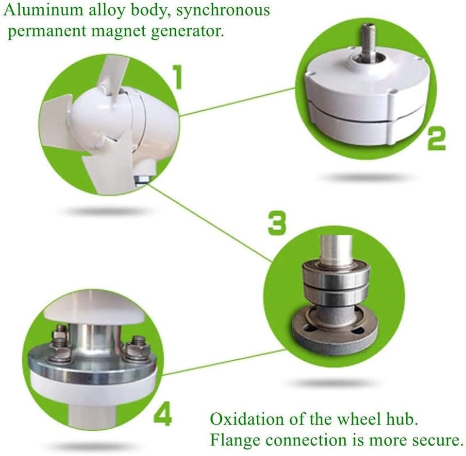 風力タービン、風力T型発電機5ブレード電源、充電コントローラー付き、12V(12V)