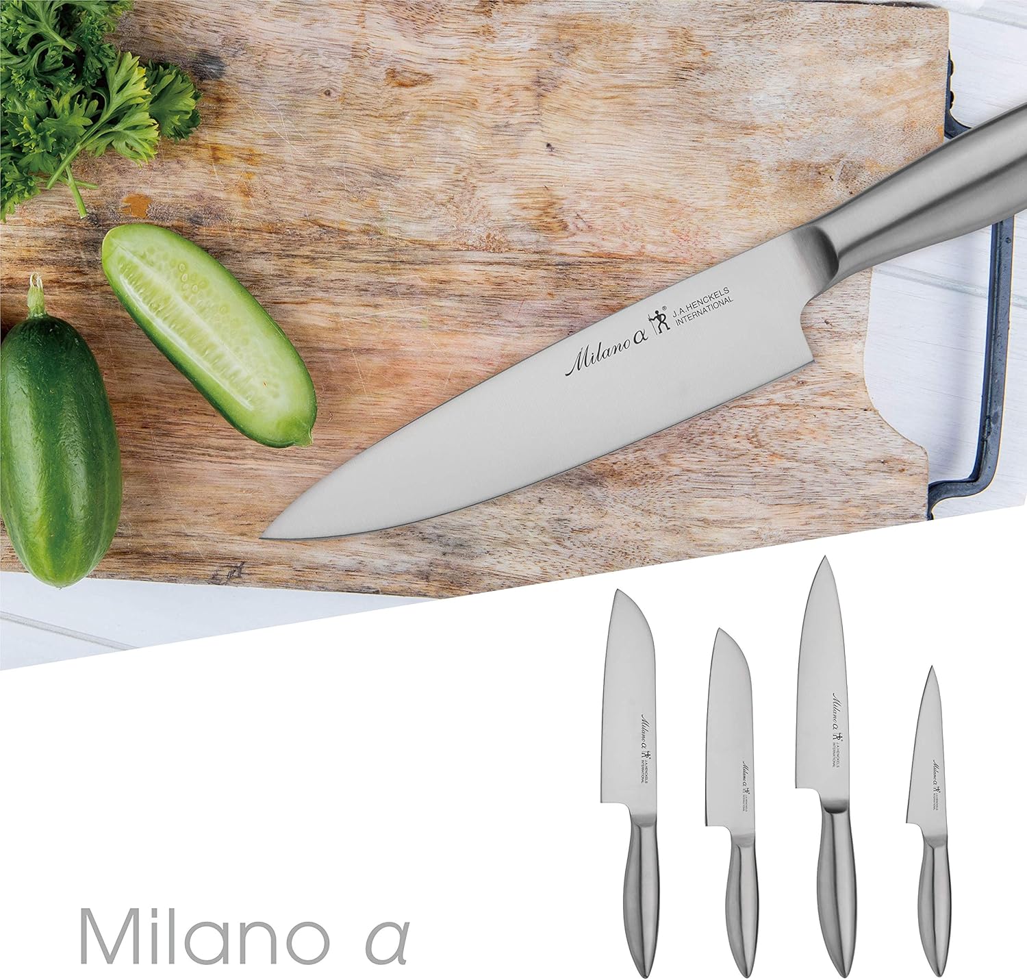 ZWILLING J.A. Henckels Henckels "Milano Alpha Santoku Knife, 7.1 inches (180 mm), Made in Japan, Santoku Knife, Stainless Steel, Dishwasher-Safe, Made in Seki City, Gifu Prefecture, Genuine Japanese