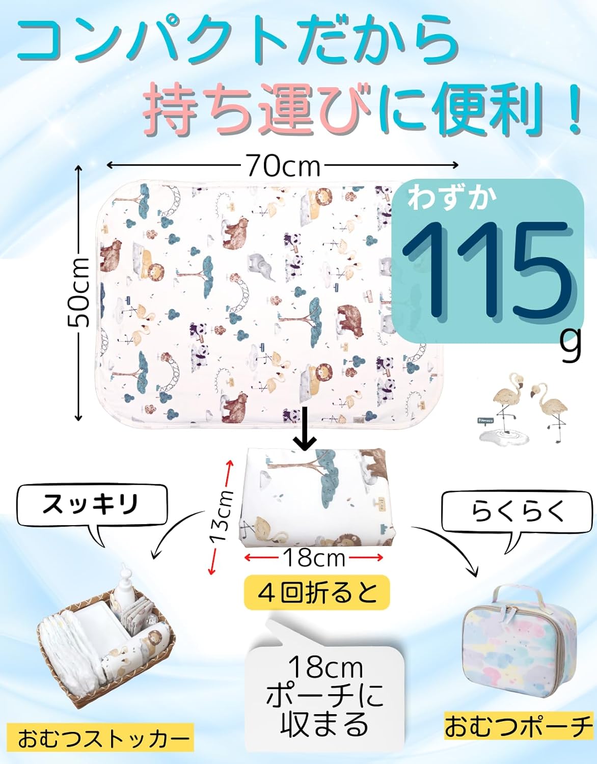 La Kissa Diaper Sheet, Waterproof Sheet, Baby Diaper Changing Sheet, Portable, Mat, Perfect Size 19.7 / 27.6 inches (50 / 70 cm), Pets, Choose Your Design (Blue Bear + Elephant)