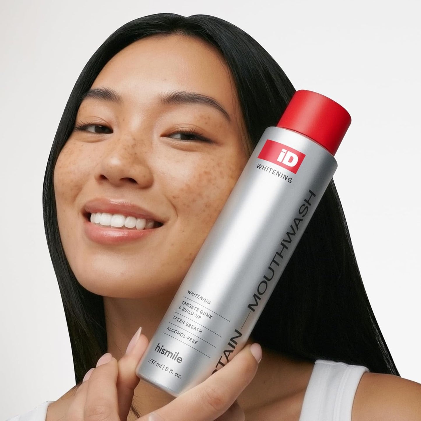 Hismile iD - Enjuague bucal blanqueador de manchas, enjuague bucal que elimina la suciedad para un aliento fresco, enjuague bucal de peróxido de hidrógeno para promover dientes más blancos, enjuague con peróxido con aceites esenciales, 8.0 fl oz