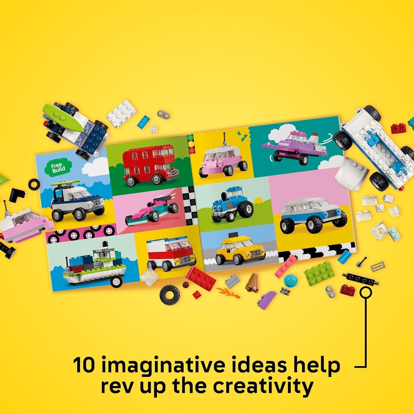 LEGO Classic Creative Vehicles Colorful Building Blocks Assembly Kit Ice Cream Truck, Police Car, Toy Model City Cars, etc. Gift Car Toy for Boys, Girls, Children 5 Years and Up 11036