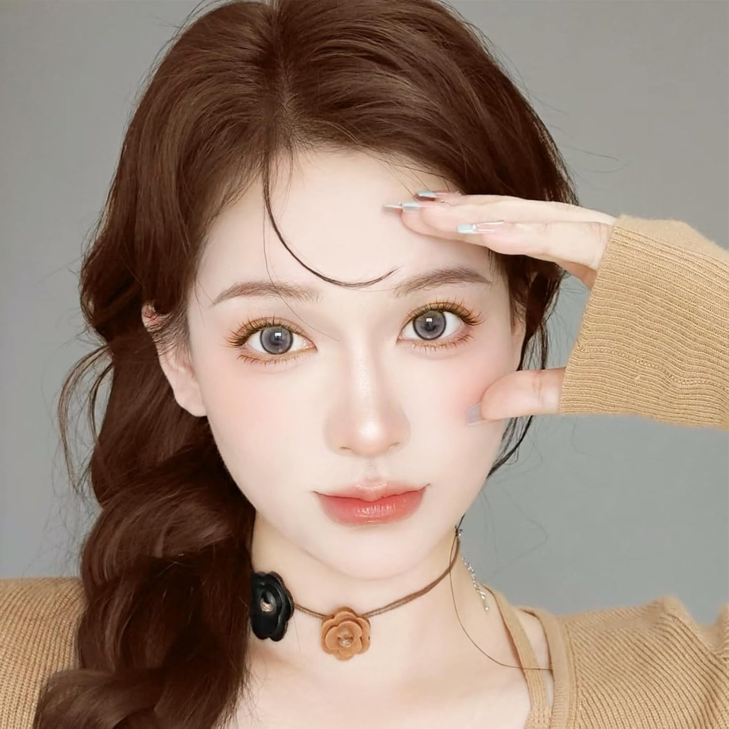 LASHIDOL Brown False Eyelashes, 5 Pairs Natural Eye Center, Thin Transparent Axis, Handmade Eyelashes, Natural Bundle, For Beginners, Cute Idol (NO.2)