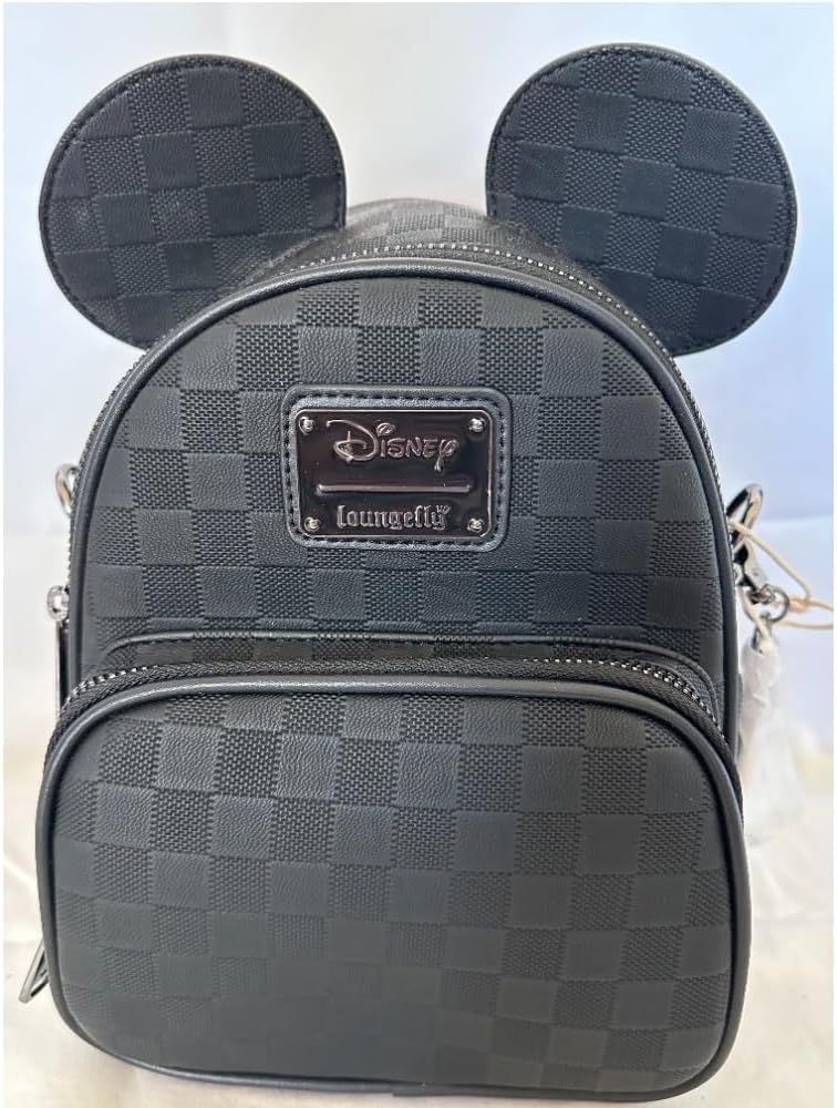 Mochila mini convertible con textura a cuadros de Mickey Mouse de Loungefly y bolso cruzado