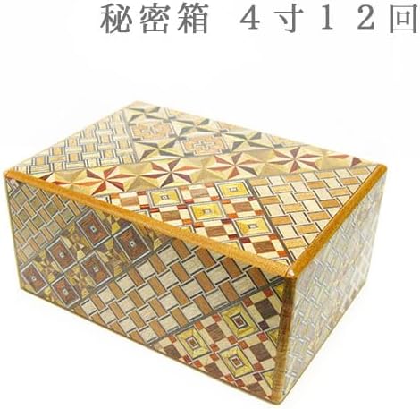 Hakone Parquet Secret Box, Medium Size, 4 Inches, Hakone Crafts, Karakuri Box, Puzzle, Gift, Trick Box, Traditional Pattern, Traditional Pattern (Bonus Included, Medium Size, 12 Times)