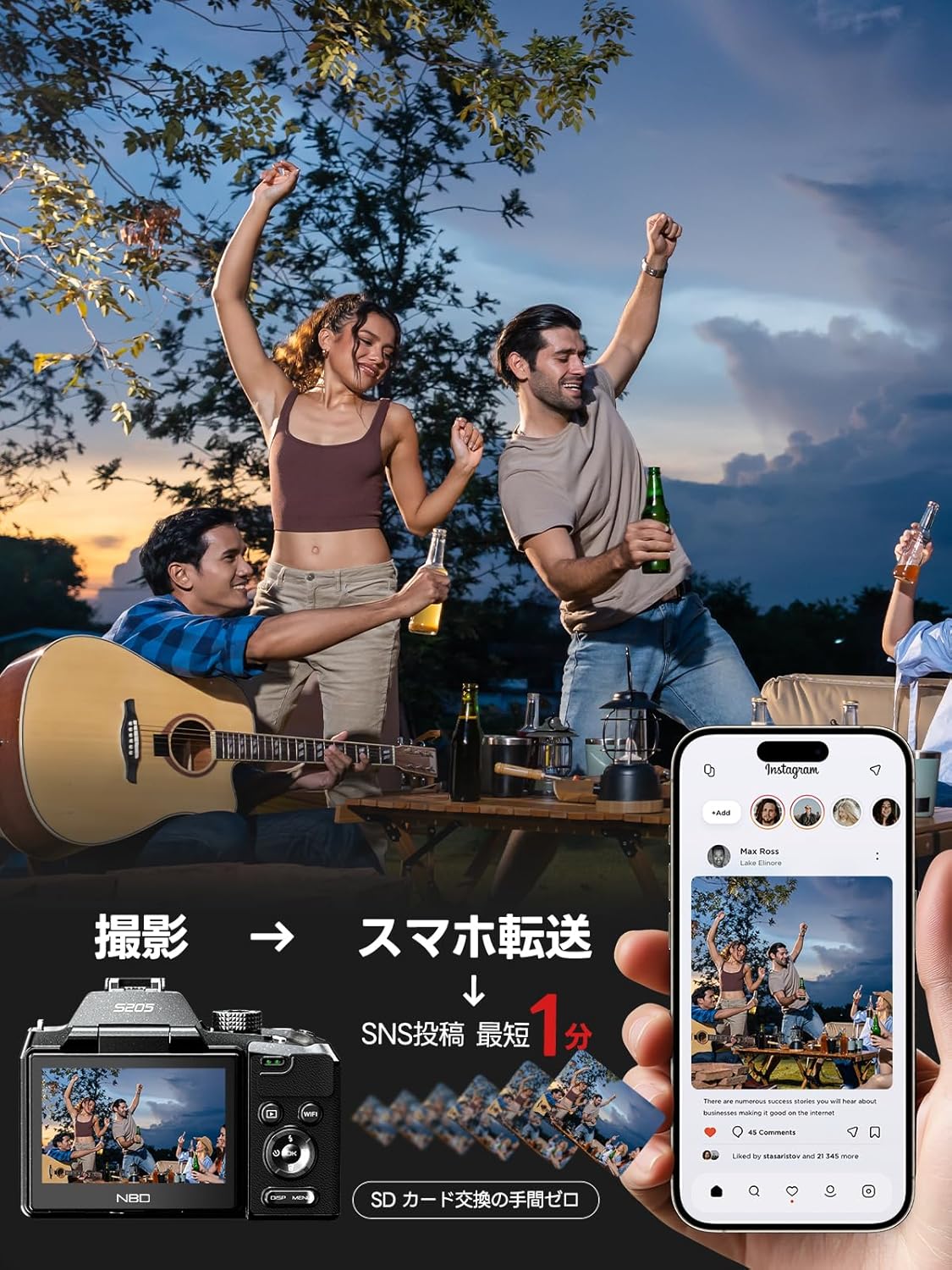 NBD 5K 64 Megapixel Digital Camera [Wi-Fi and App Control] 16x Zoom Digital Camera, Auto Focus, Image Stabilization | 180° Flip Screen & Webcam Function | 32GB Micro SD Card & 2 Batteries Included