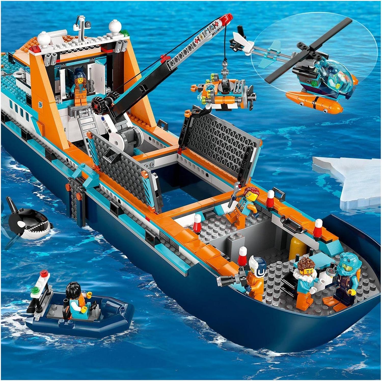 LEGO City Arctic Explorer Ship Toy Blocks, Present, Birthday, For Boys and Girls, Ages 7, 8, 9, Elementary School Students, City Building, Vehicles, Cars, Mini Cars 60368